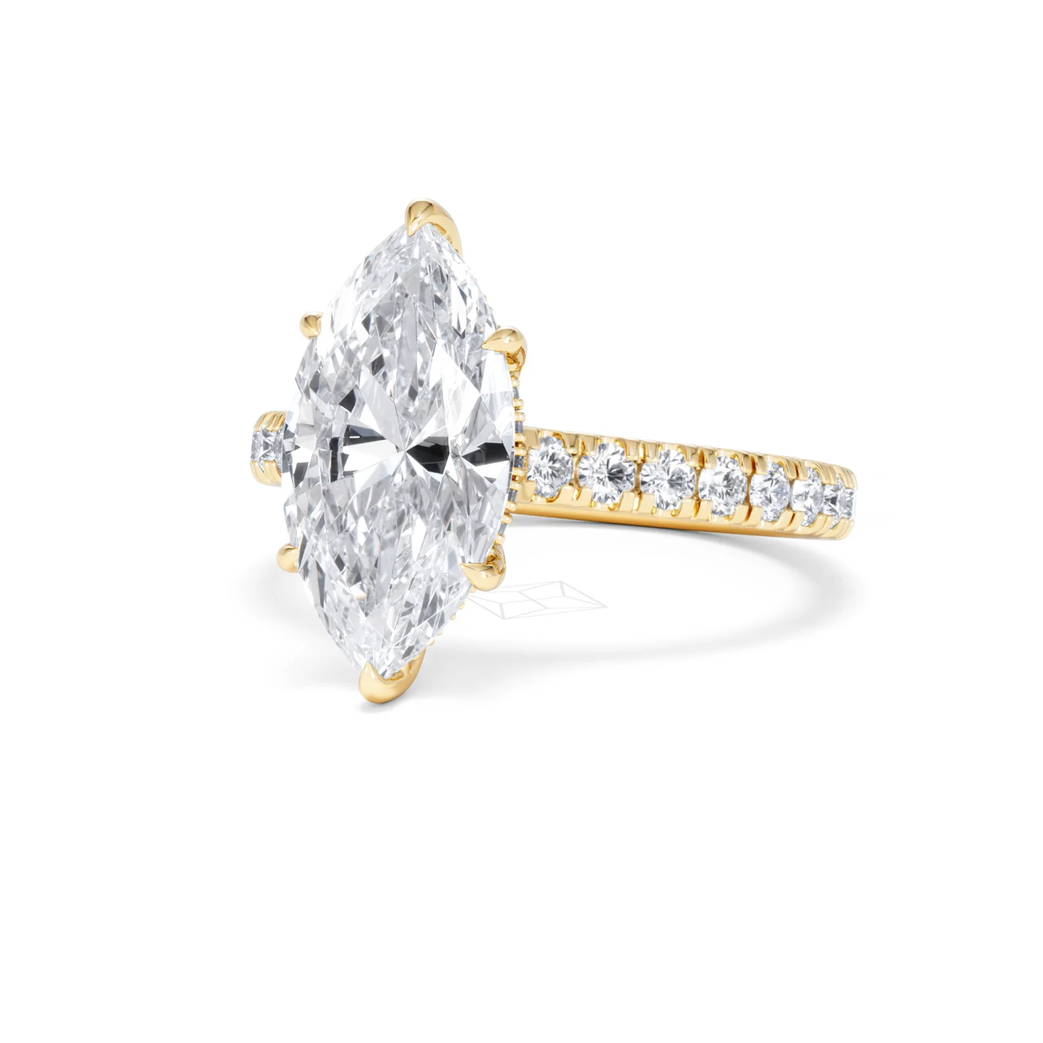 Amora Marquise 3.36ct Hidden Halo Lab Diamond Engagement Ring With Hidden Halo Set in 18K Gold - Image 83