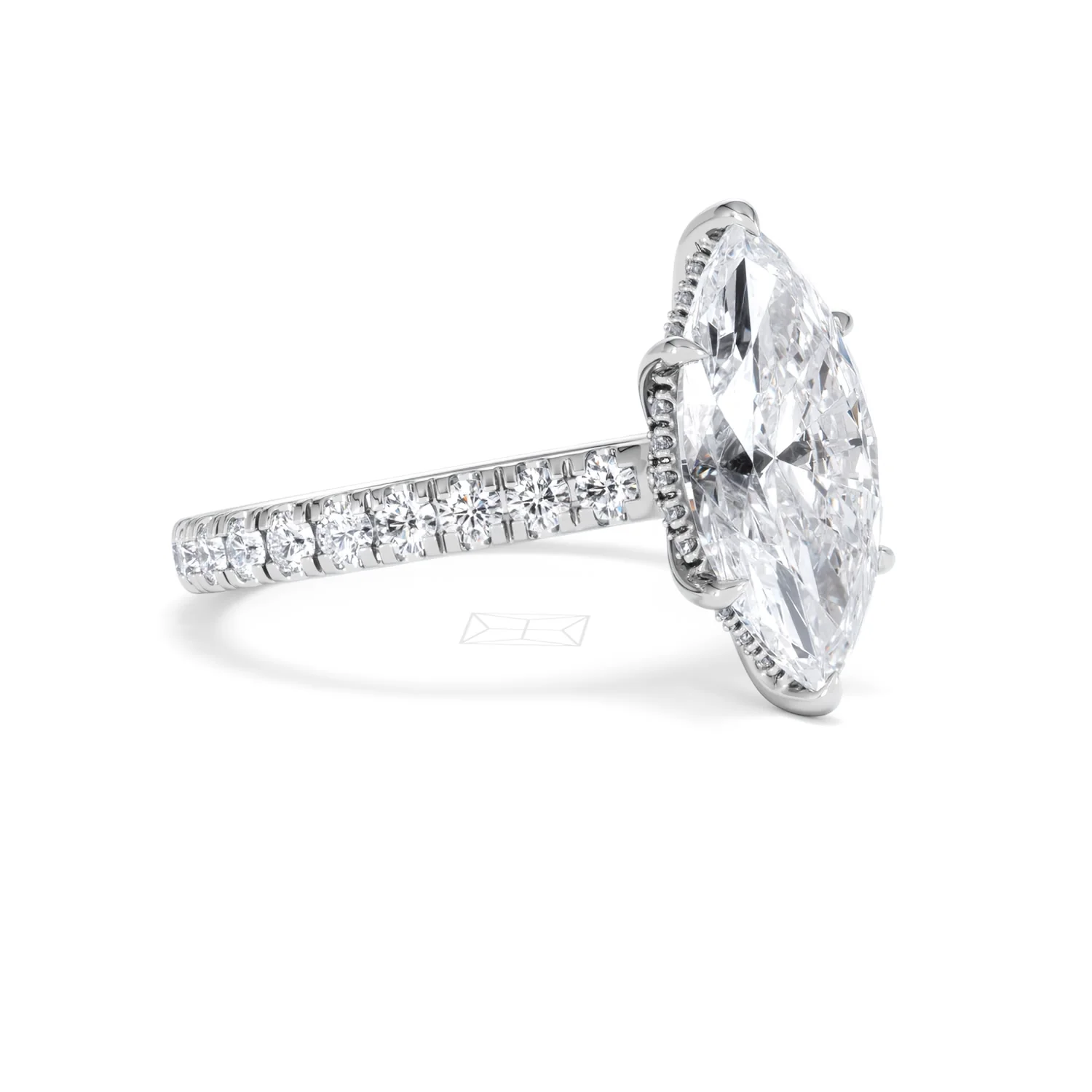 Amora Marquise 3.36ct Hidden Halo Lab Diamond Engagement Ring With Side Stones Set in 18K White Gold - Image 17