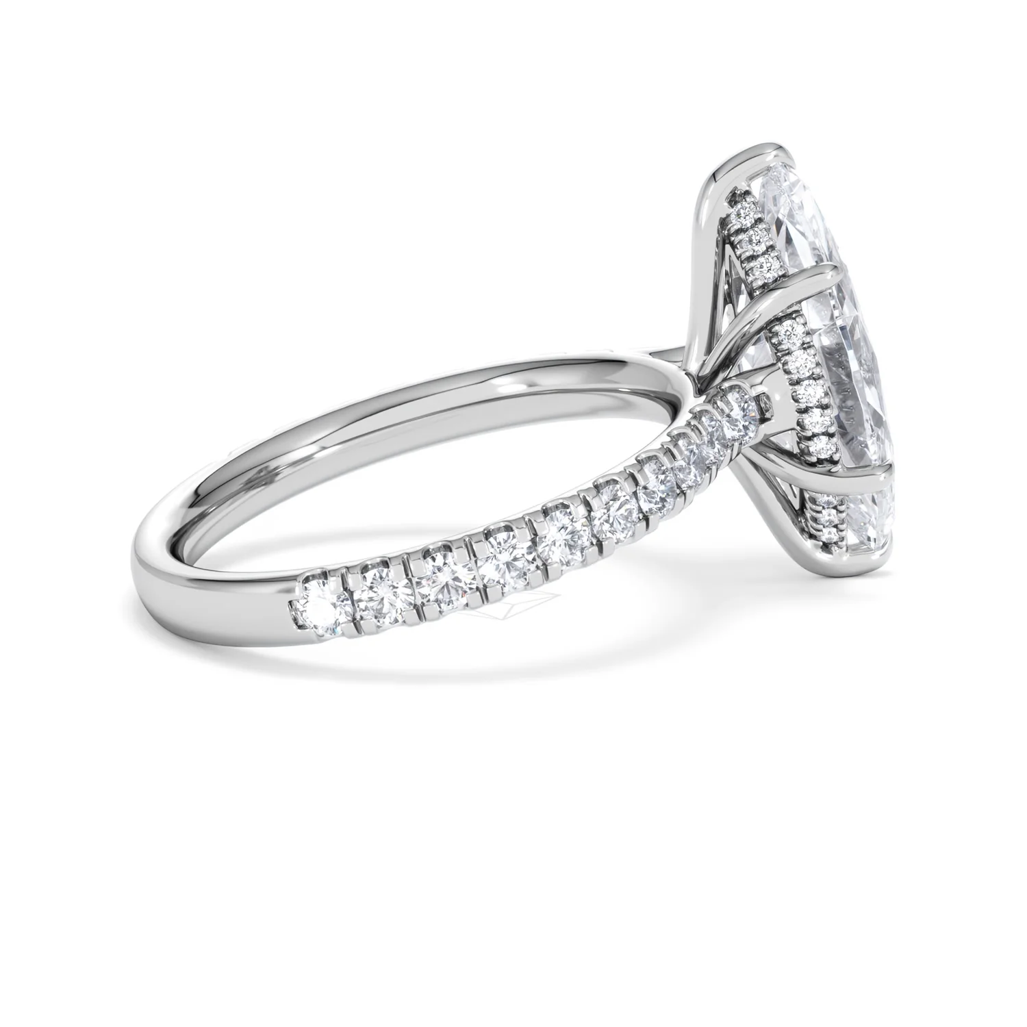 Amora Marquise 3.36ct Hidden Halo Lab Diamond Engagement Ring With Side Stones Set in 18K White Gold - Image 31