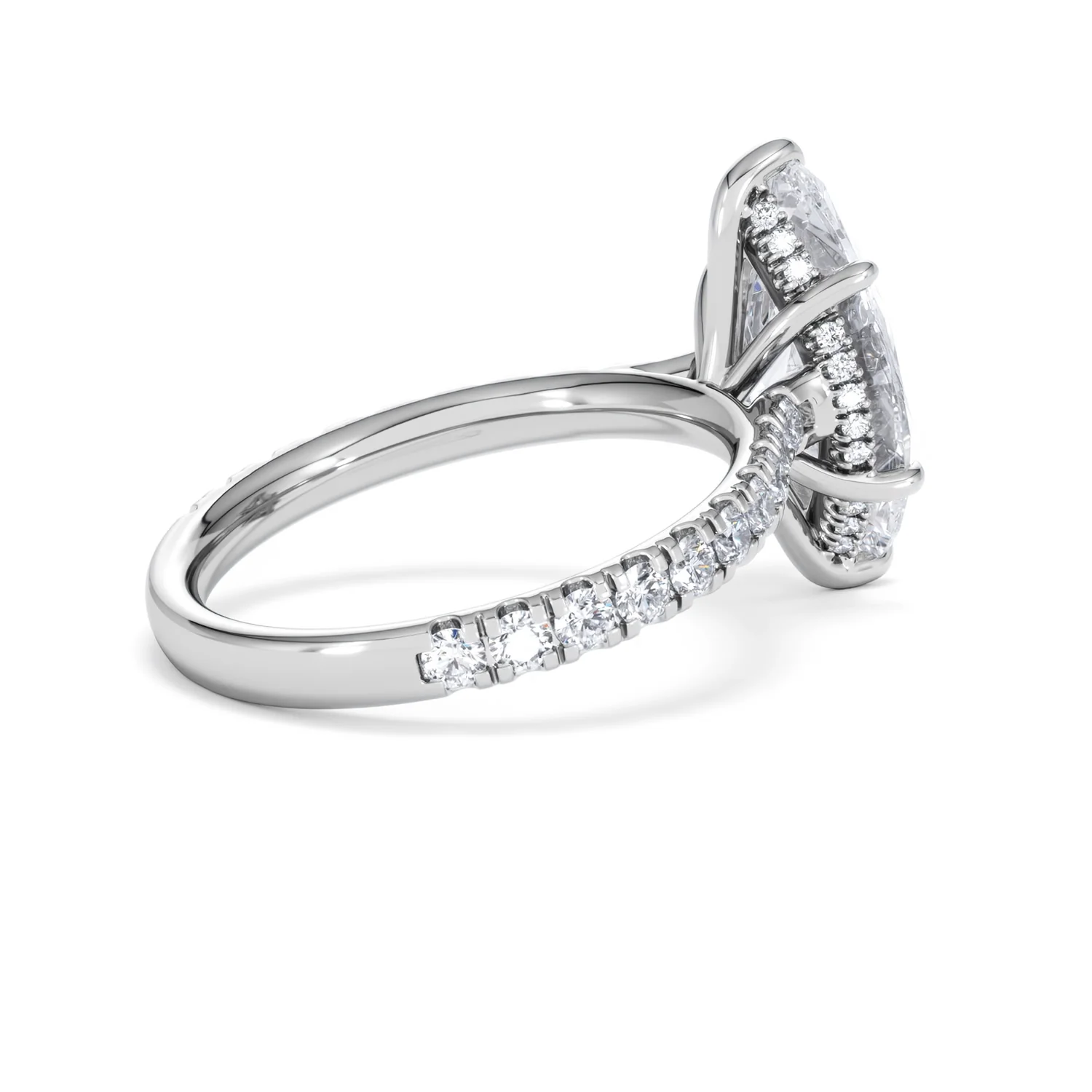 Amora Marquise 3.36ct Hidden Halo Lab Diamond Engagement Ring With Side Stones Set in 18K White Gold - Image 35