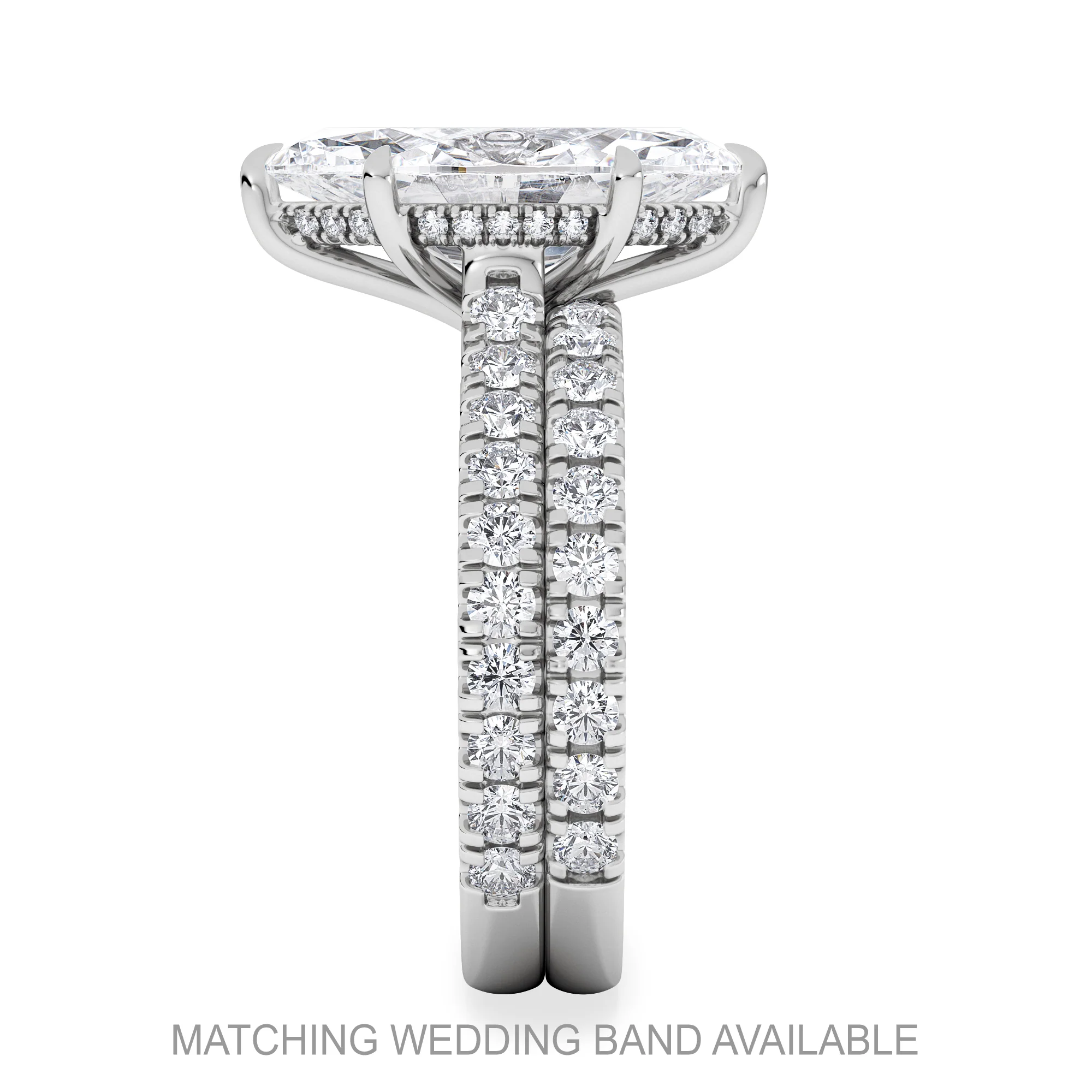 Amora Marquise 3.36ct Hidden Halo Lab Diamond Engagement Ring With Side Stones Set in 18K White Gold - Image 5
