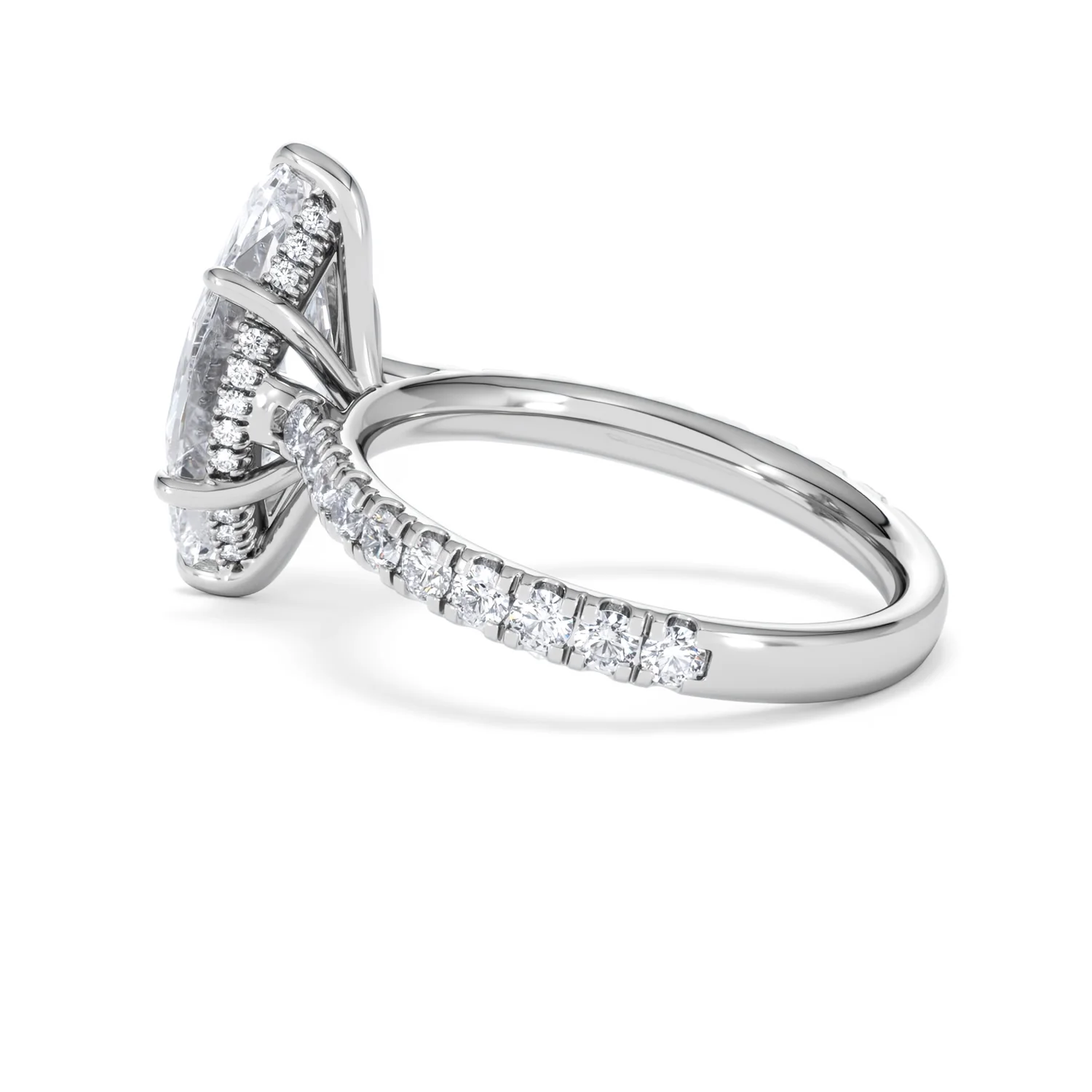 Amora Marquise 3.36ct Hidden Halo Lab Diamond Engagement Ring With Side Stones Set in 18K White Gold - Image 62