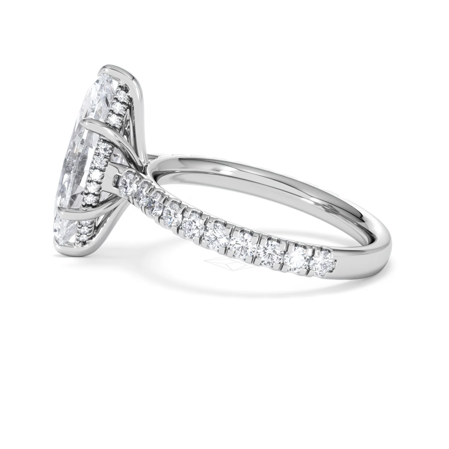 Amora Marquise 3.36ct Hidden Halo Lab Diamond Engagement Ring With Side Stones Set in 18K White Gold - Image 66