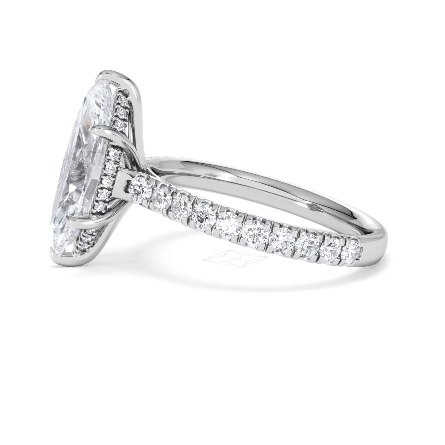 Amora Marquise 3.36ct Hidden Halo Lab Diamond Engagement Ring With Side Stones Set in 18K White Gold - Image 70