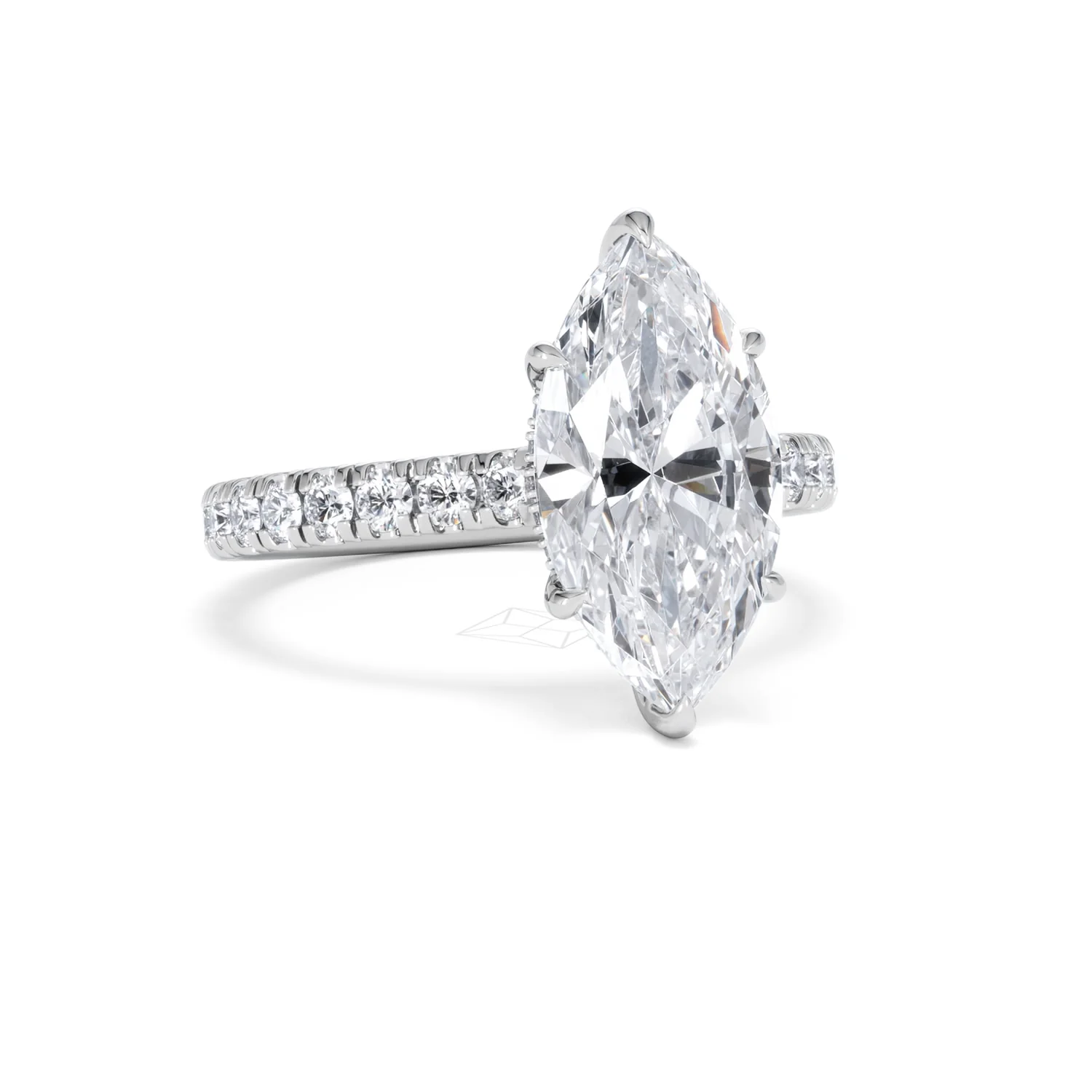 Amora Marquise 3.36ct Hidden Halo Lab Diamond Engagement Ring With Side Stones Set in Platinum - Image 12