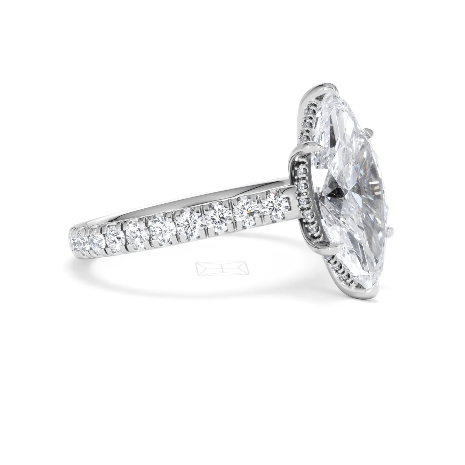Amora Marquise 3.36ct Hidden Halo Lab Diamond Engagement Ring With Side Stones Set in Platinum - Image 19