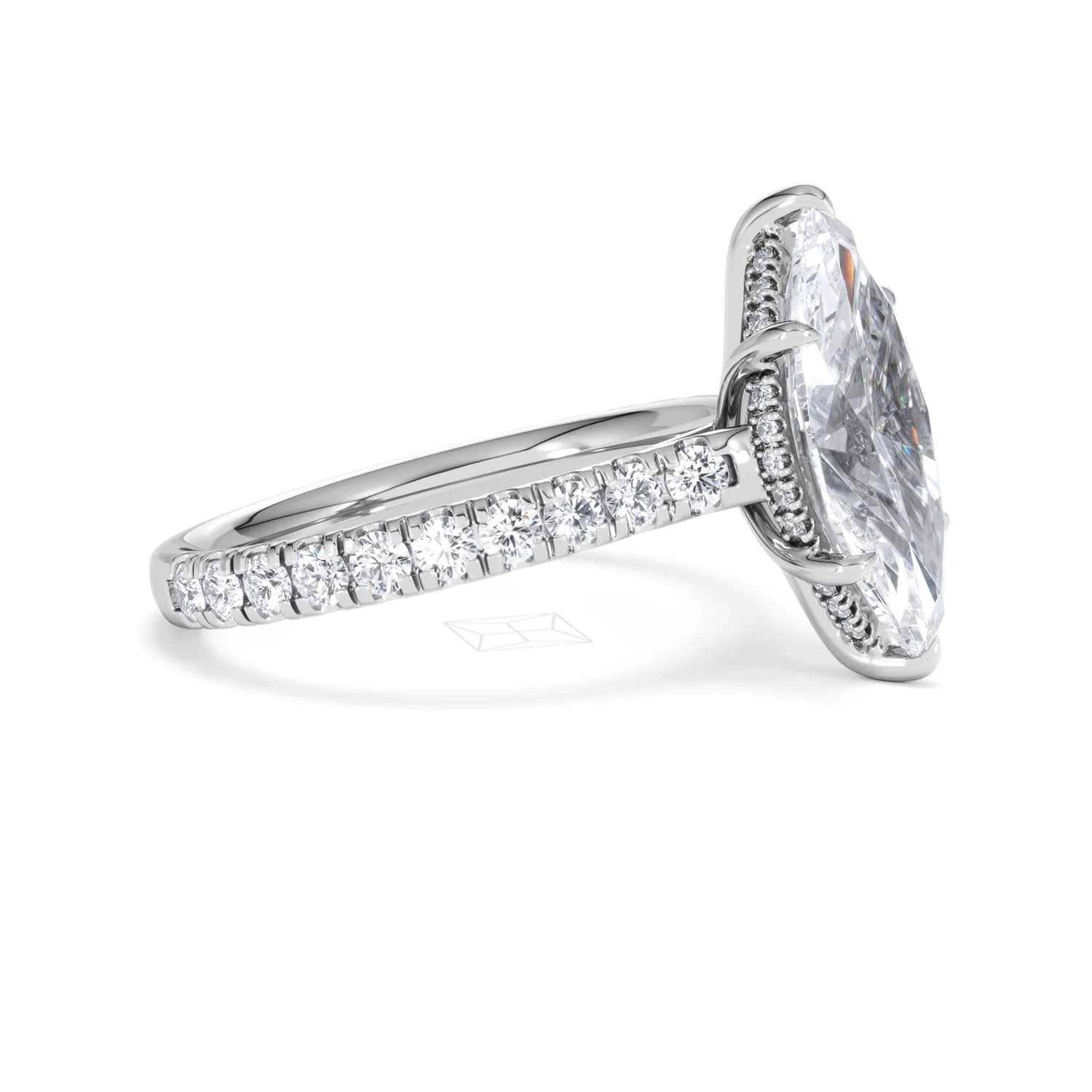 Amora Marquise 3.36ct Hidden Halo Lab Diamond Engagement Ring With Side Stones Set in Platinum - Image 22