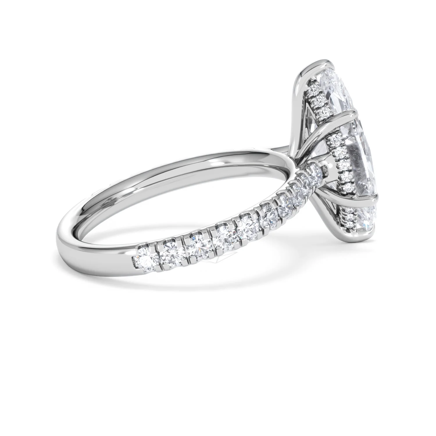 Amora Marquise 3.36ct Hidden Halo Lab Diamond Engagement Ring With Side Stones Set in Platinum - Image 32