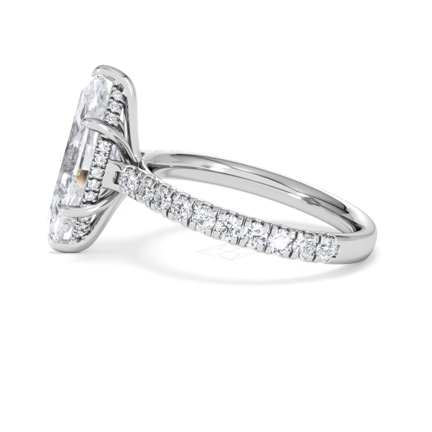 Amora Marquise 3.36ct Hidden Halo Lab Diamond Engagement Ring With Side Stones Set in Platinum - Image 68