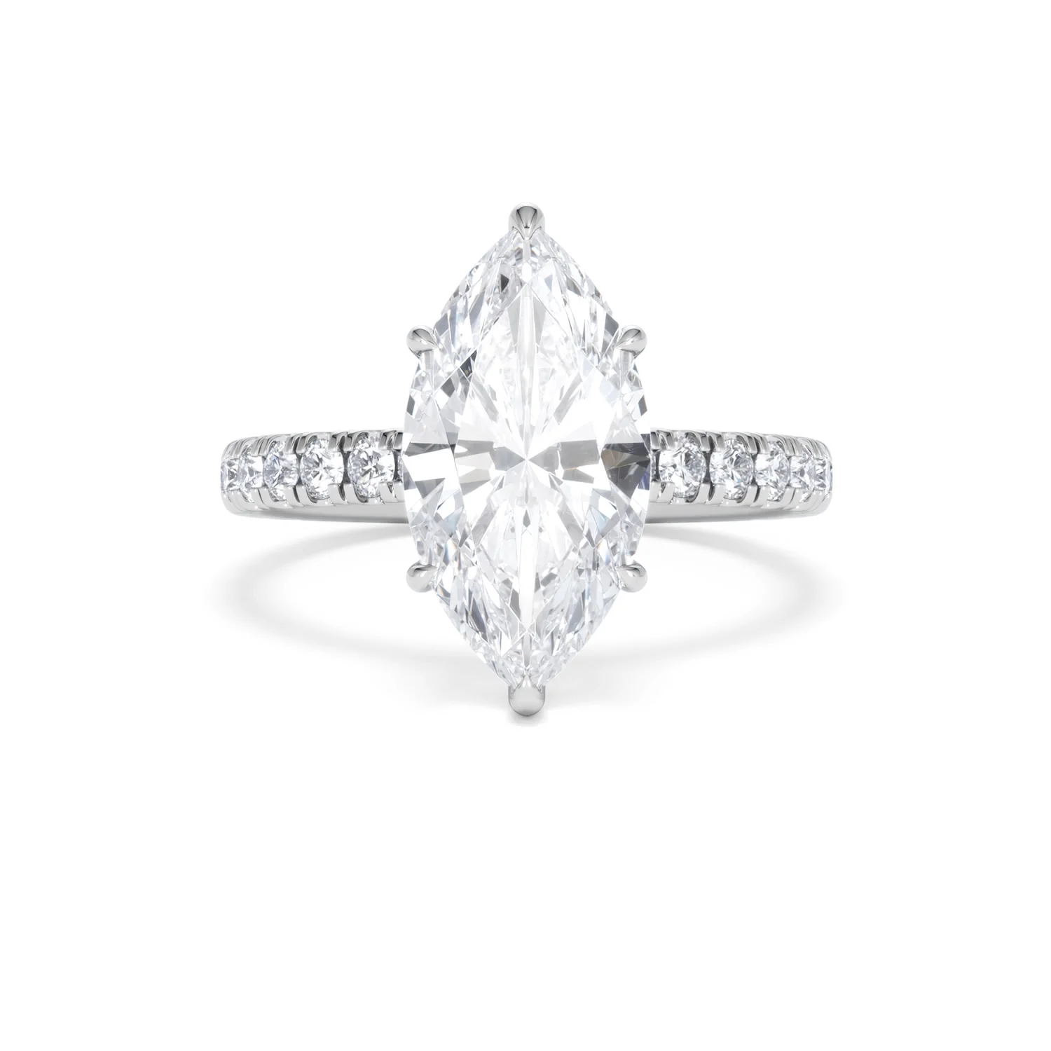 Amora Marquise 3.36ct Hidden Halo Lab Diamond Engagement Ring With Side Stones Set in Platinum - Image 8