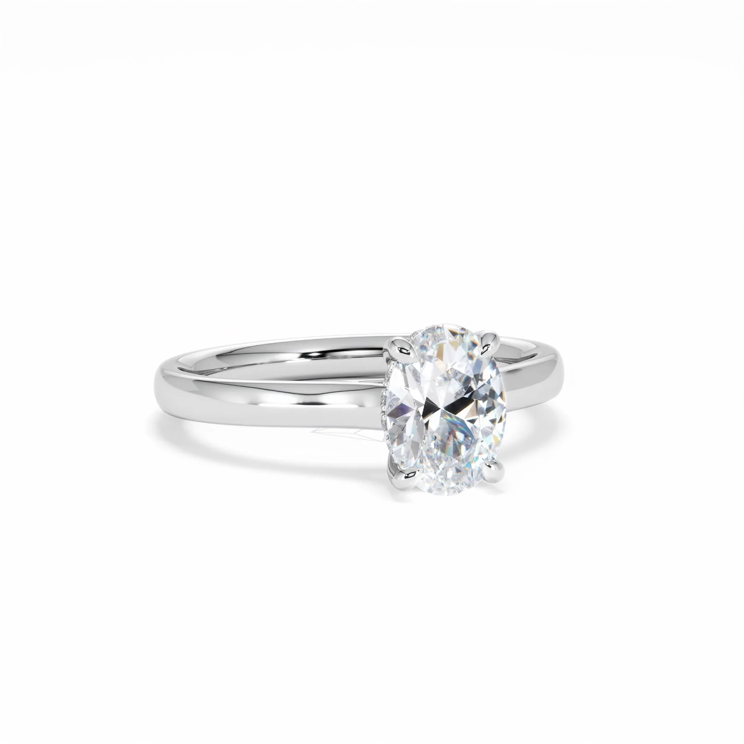 Amora Oval 1.00ct Hidden Halo Diamond Engagement Ring G/VS1 Set in 18K White Gold - Image 14