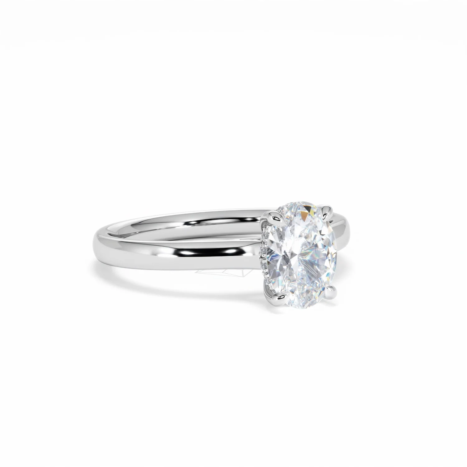 Amora Oval 1.00ct Hidden Halo Diamond Engagement Ring G/VS1 Set in 18K White Gold - Image 16