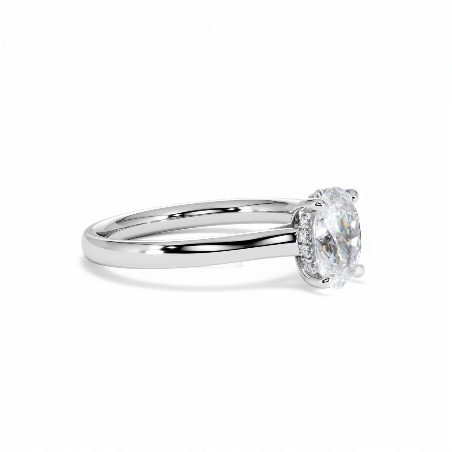 Amora Oval 1.00ct Hidden Halo Diamond Engagement Ring G/VS1 Set in 18K White Gold - Image 21
