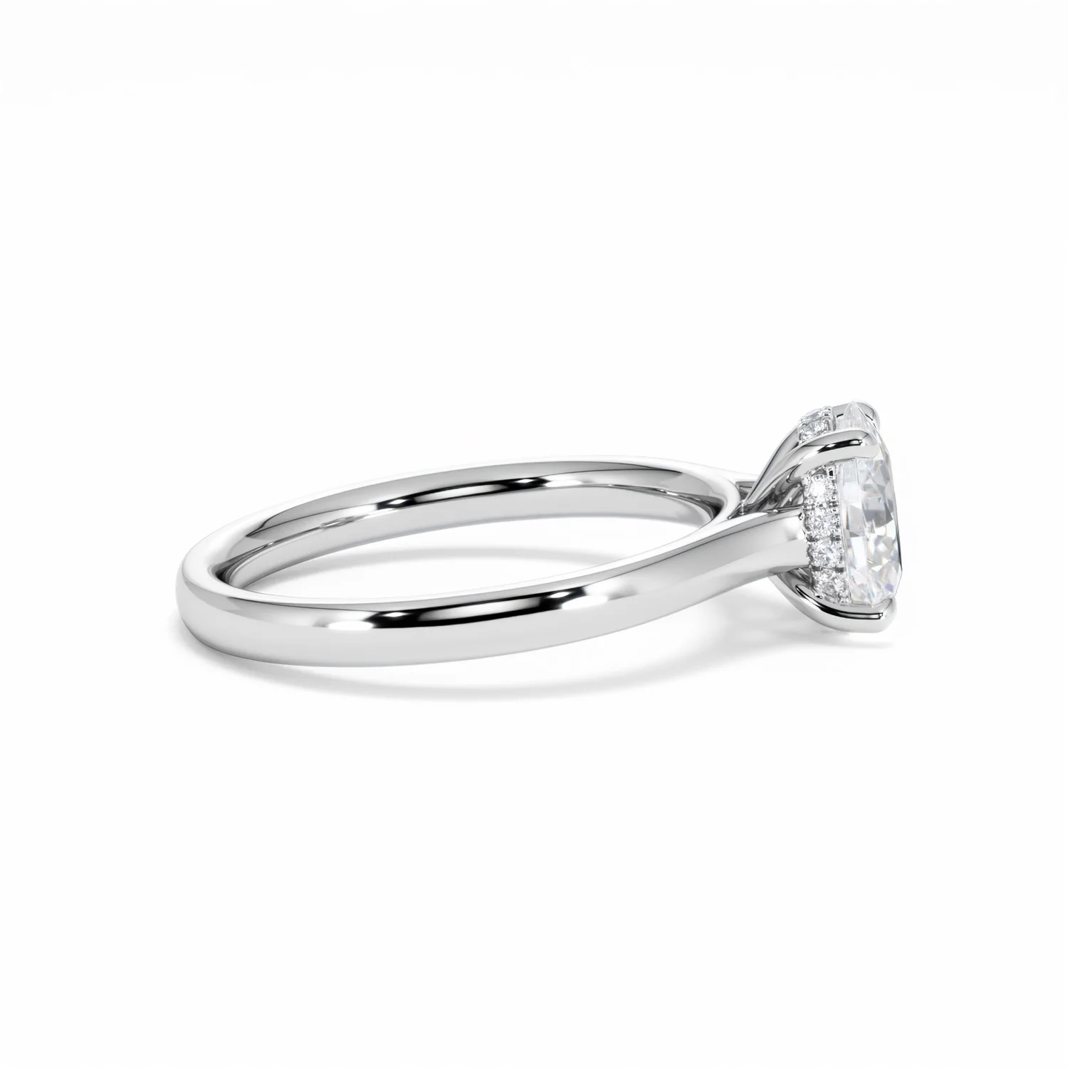 Amora Oval 1.00ct Hidden Halo Diamond Engagement Ring G/VS1 Set in 18K White Gold - Image 29