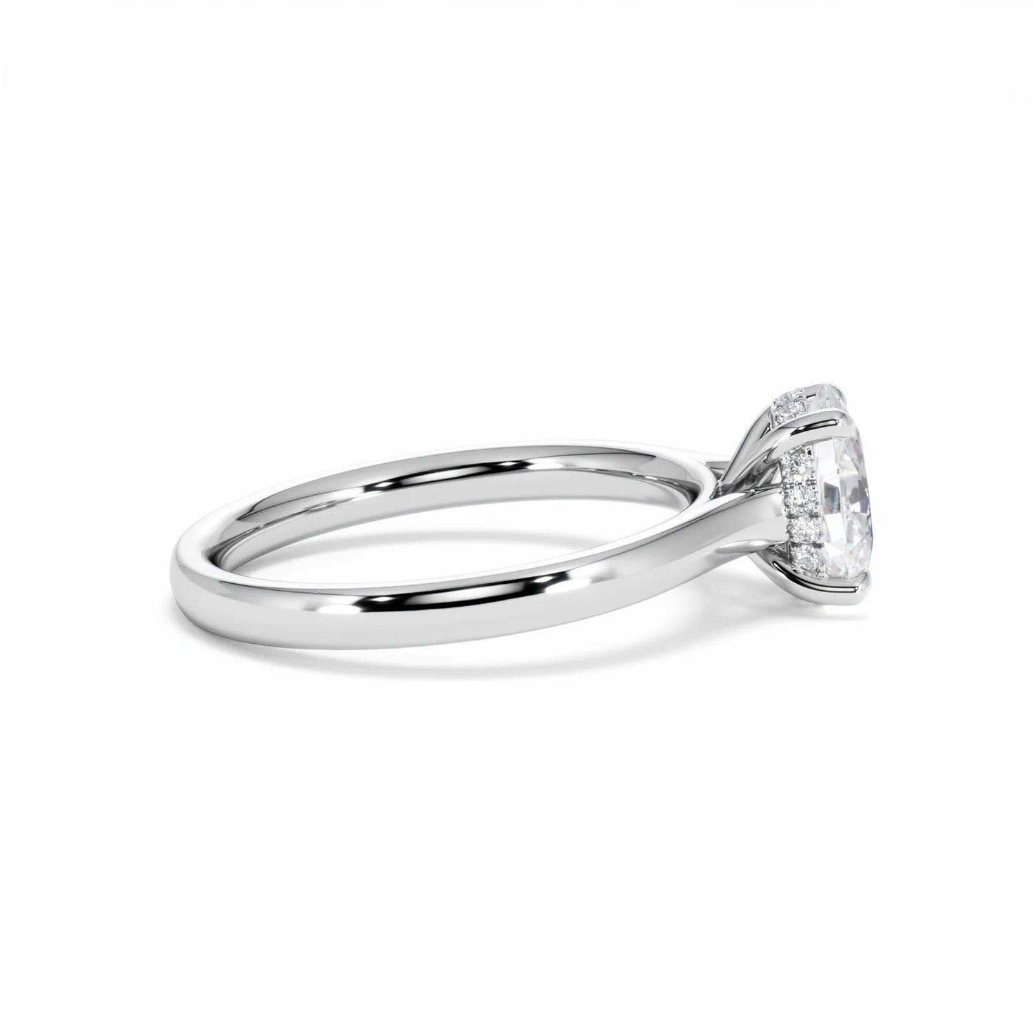 Amora Oval 1.00ct Hidden Halo Diamond Engagement Ring G/VS1 Set in 18K White Gold - Image 30