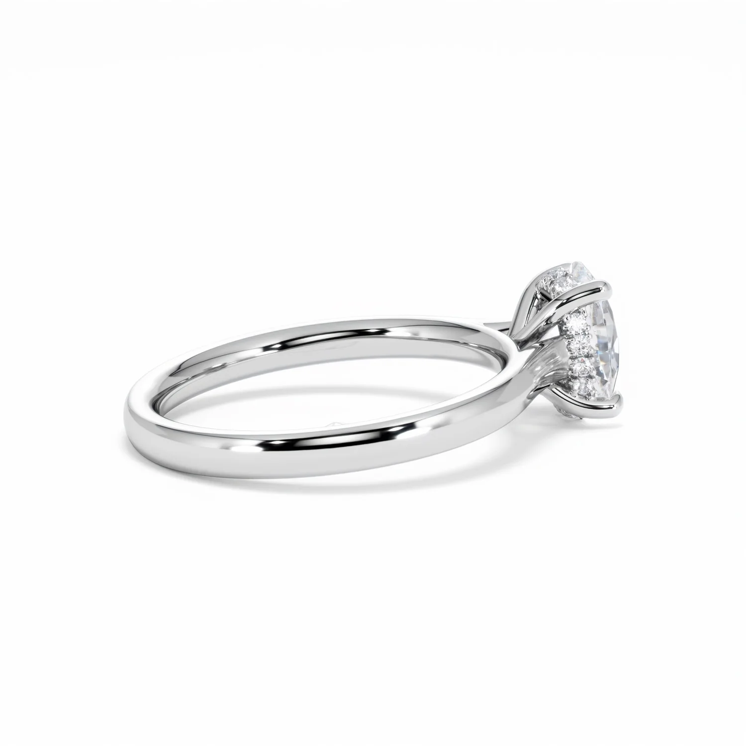 Amora Oval 1.00ct Hidden Halo Diamond Engagement Ring G/VS1 Set in 18K White Gold - Image 34