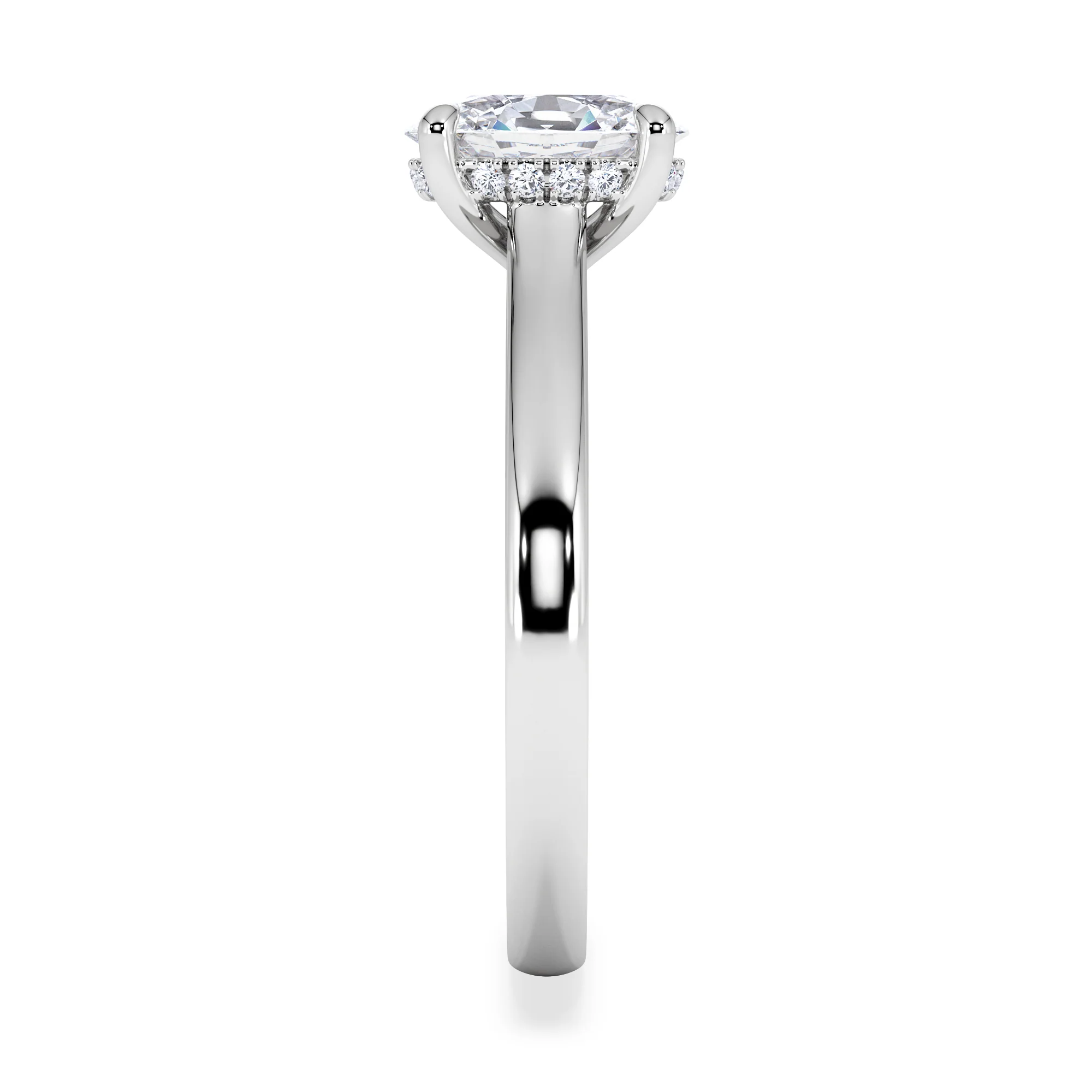 Amora Oval 1.00ct Hidden Halo Diamond Engagement Ring G/VS1 Set in 18K White Gold - Image 4