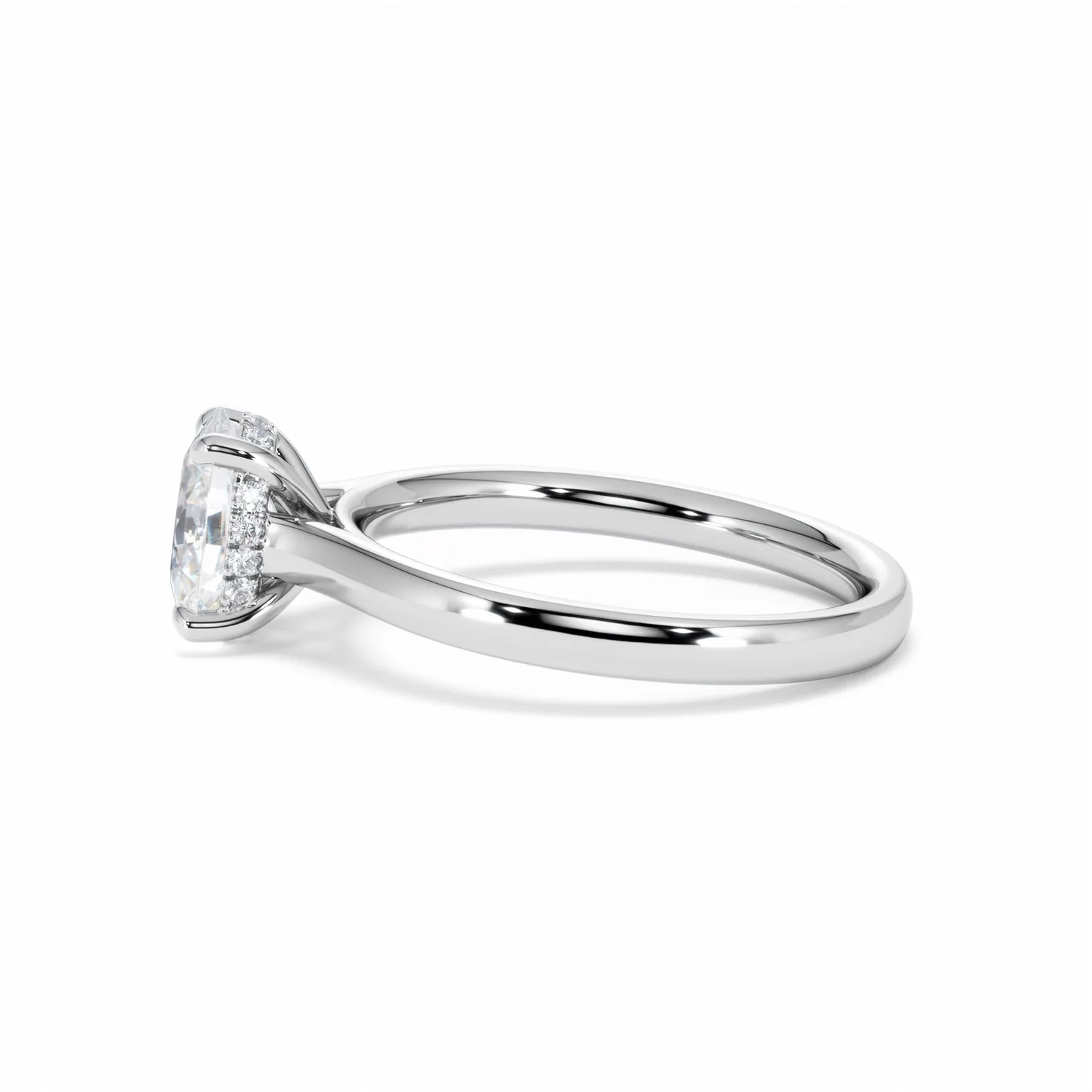 Amora Oval 1.00ct Hidden Halo Diamond Engagement Ring G/VS1 Set in 18K White Gold - Image 70