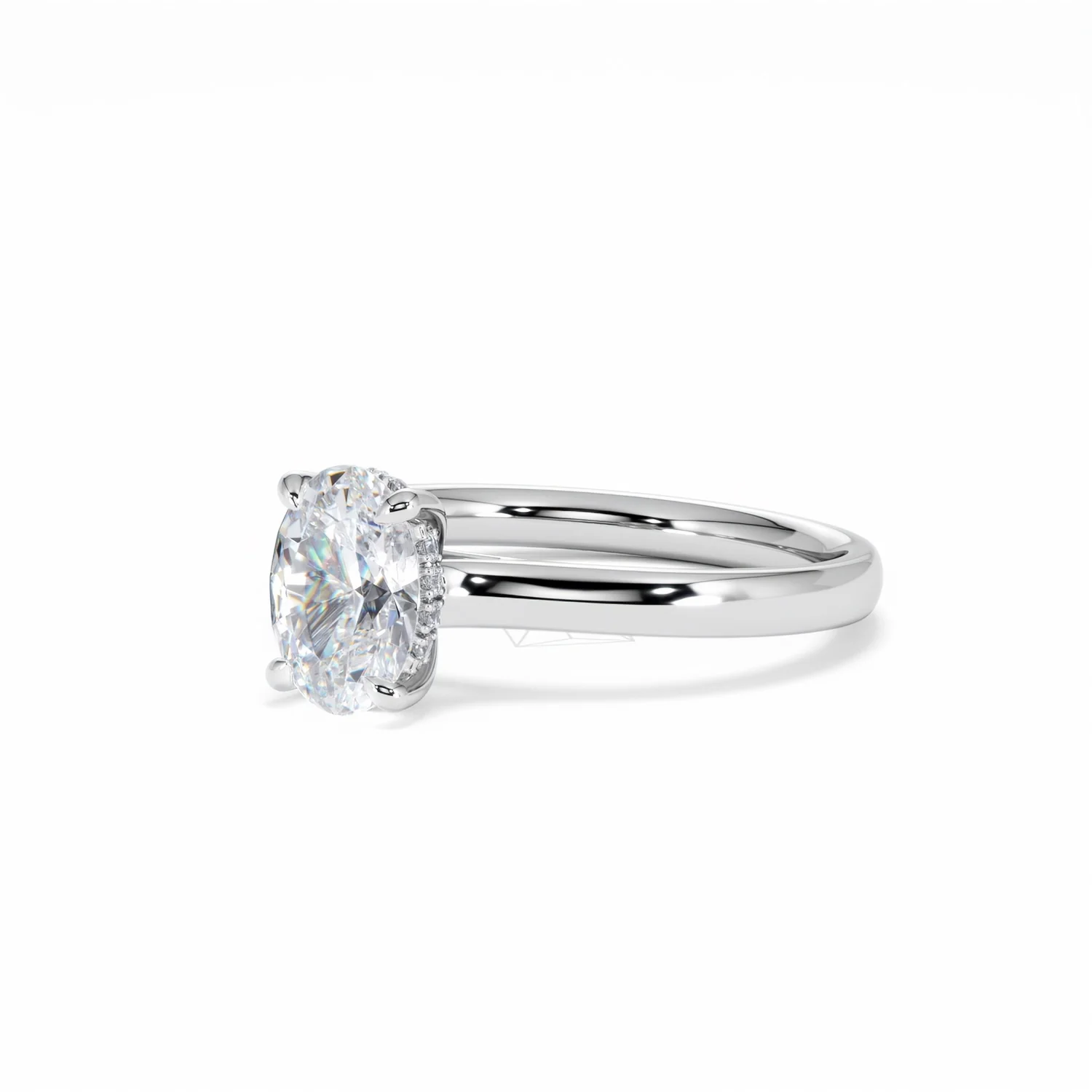 Amora Oval 1.00ct Hidden Halo Diamond Engagement Ring G/VS1 Set in 18K White Gold - Image 82