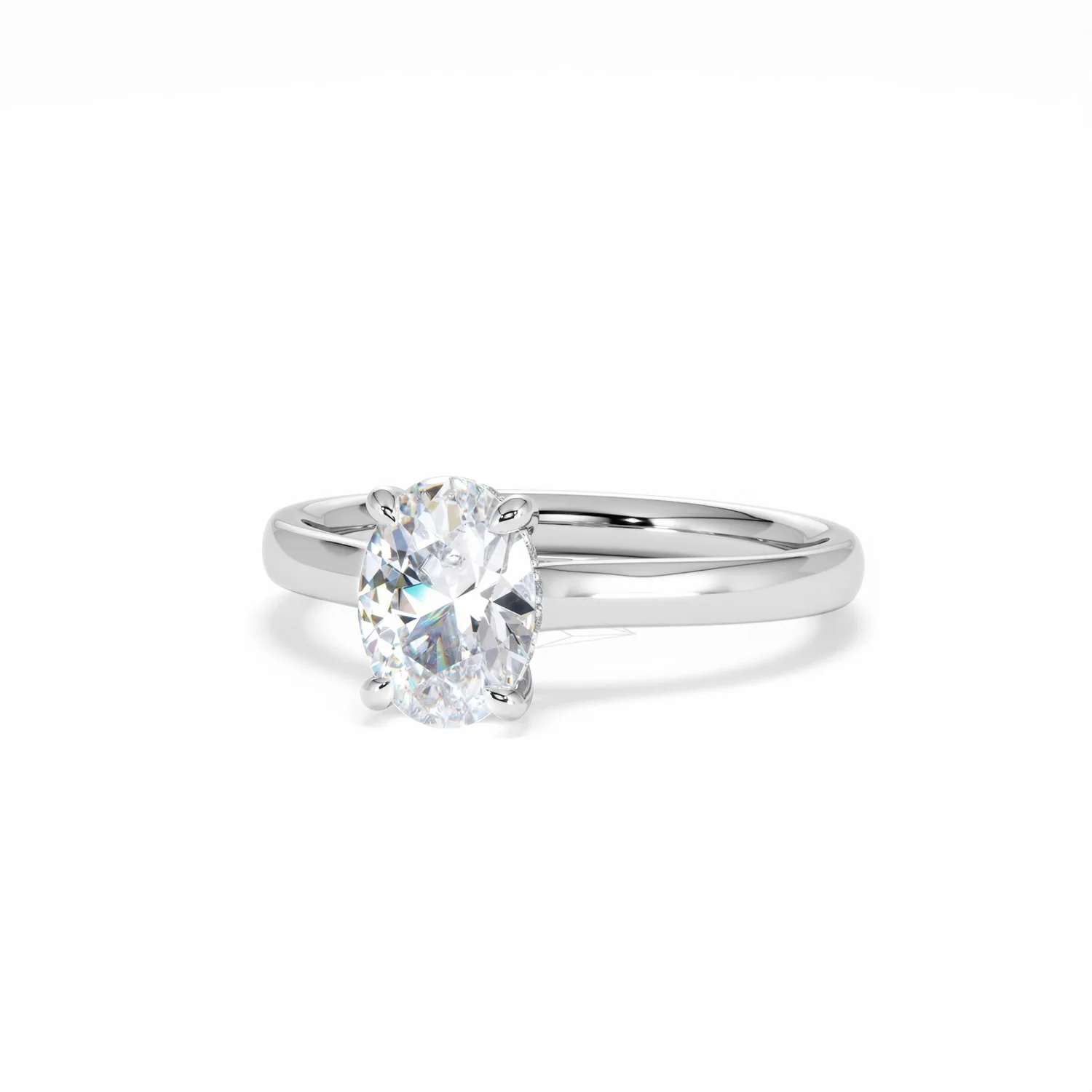 Amora Oval 1.00ct Hidden Halo Diamond Engagement Ring G/VS1 Set in 18K White Gold - Image 86