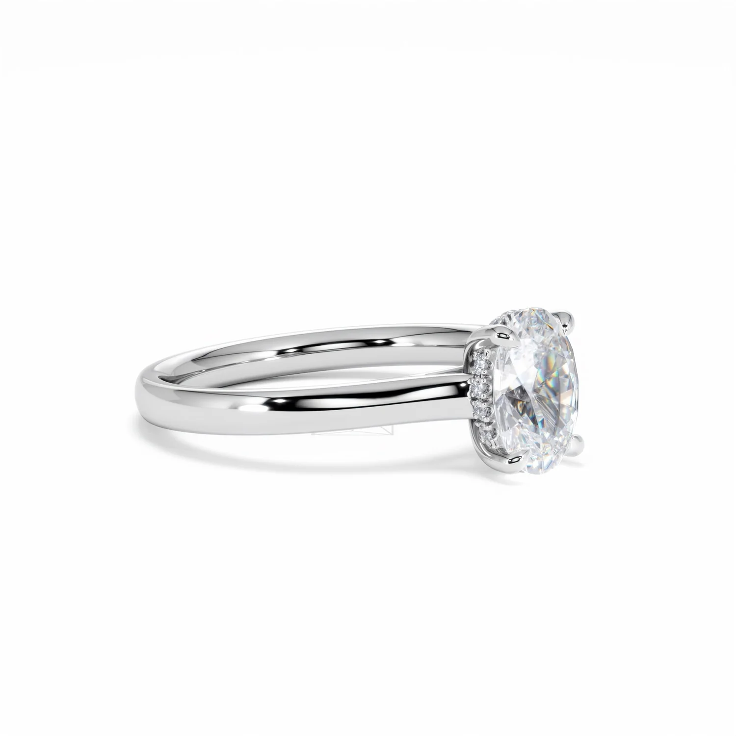 Amora Oval 1.00ct Hidden Halo Diamond Engagement Ring G/VS1 Set in Platinum - Image 20