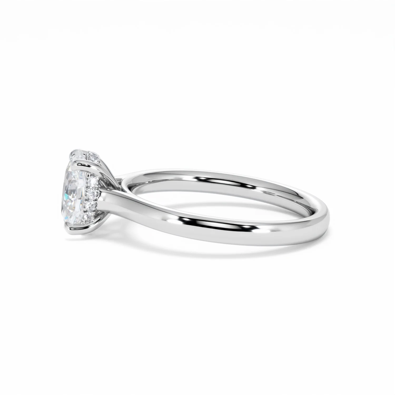Amora Oval 1.00ct Hidden Halo Diamond Engagement Ring G/VS1 Set in Platinum - Image 71