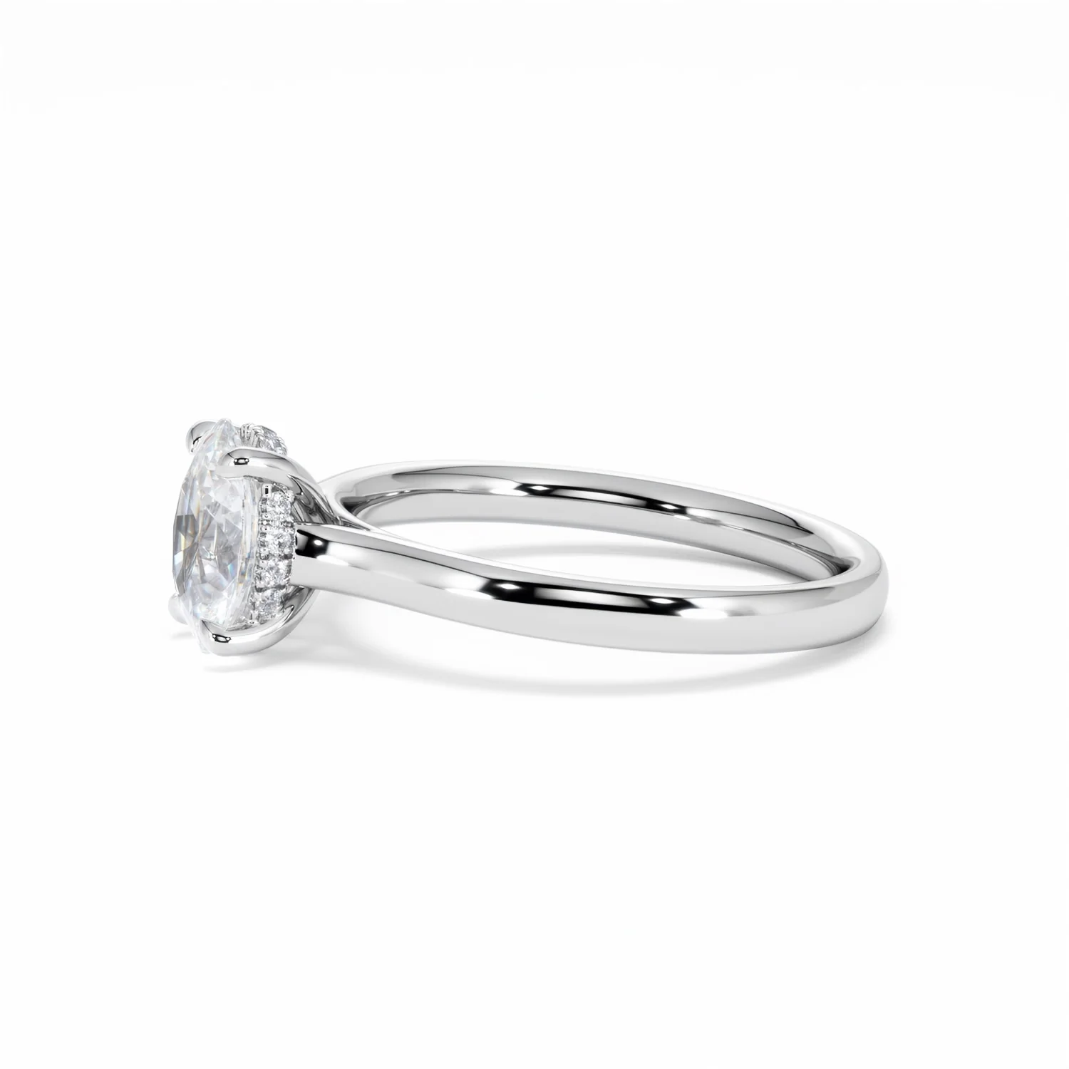 Amora Oval 1.00ct Hidden Halo Diamond Engagement Ring G/VS1 Set in Platinum - Image 74