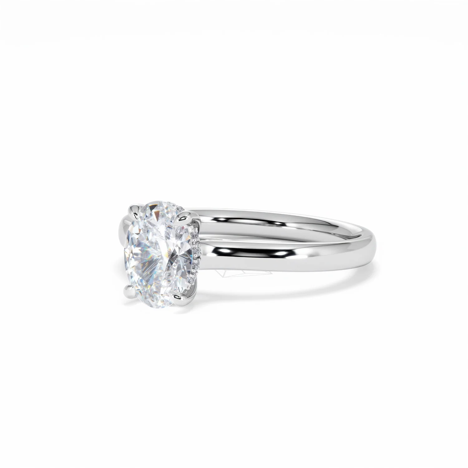 Amora Oval 1.00ct Hidden Halo Diamond Engagement Ring G/VS1 Set in Platinum - Image 83