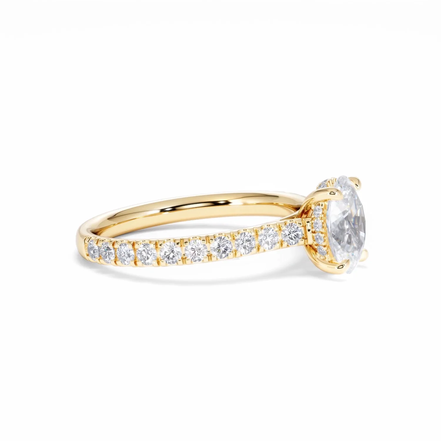Amora Oval 1.00ct Hidden Halo Diamond Engagement Ring With Side Stones Set in 18K Gold - Image 24