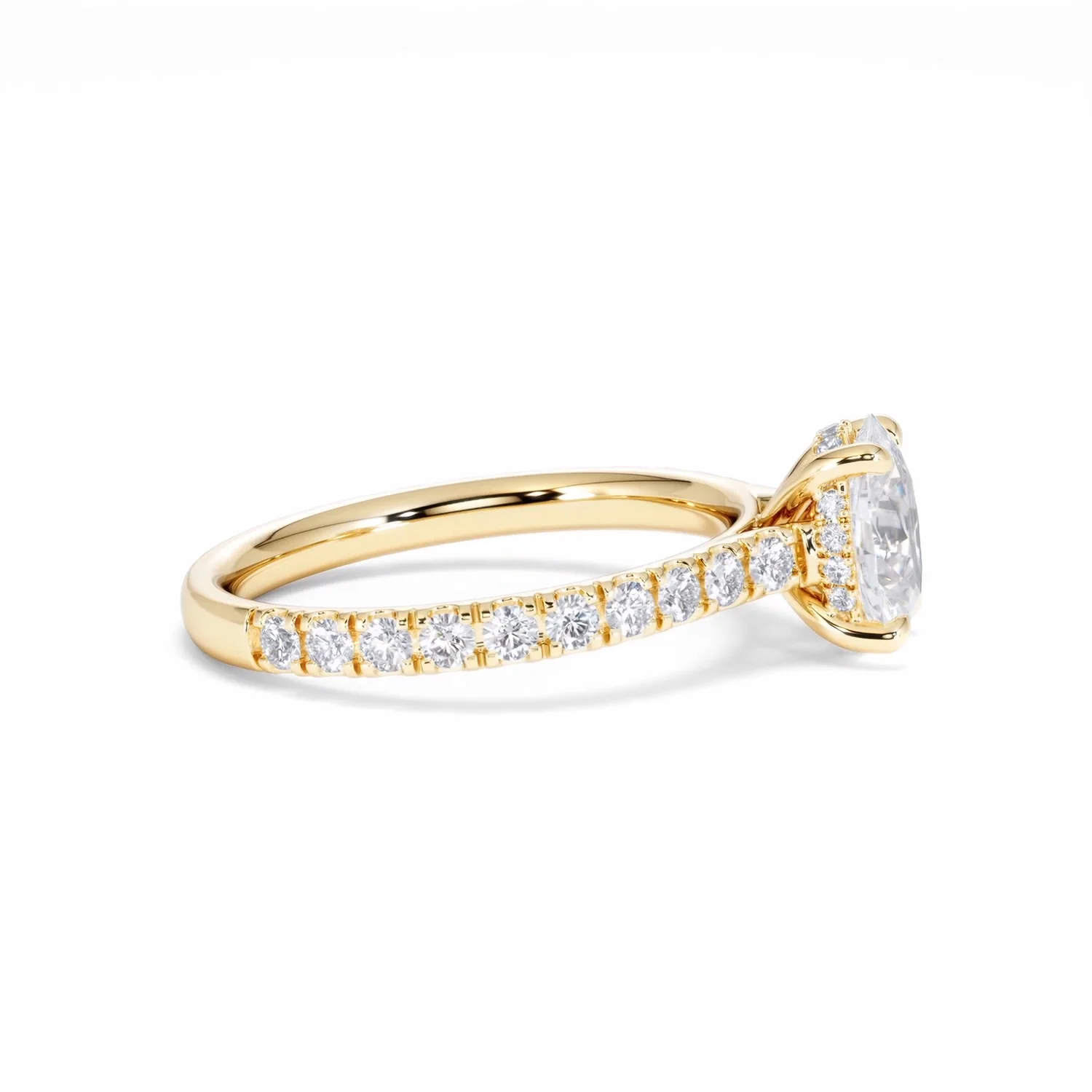 Amora Oval 1.00ct Hidden Halo Diamond Engagement Ring With Side Stones Set in 18K Gold - Image 28