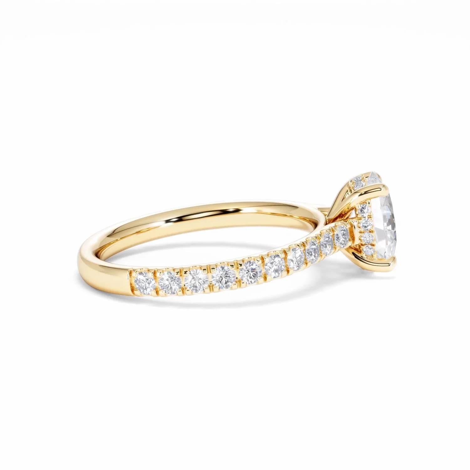 Amora Oval 1.00ct Hidden Halo Diamond Engagement Ring With Side Stones Set in 18K Gold - Image 31