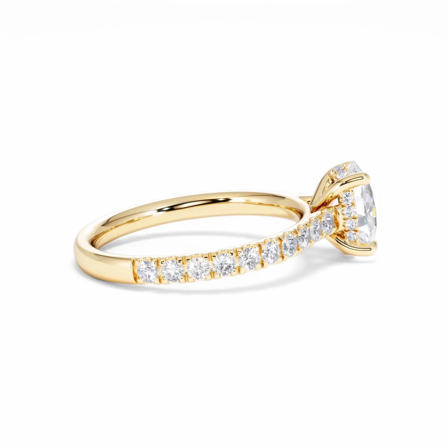 Amora Oval 1.00ct Hidden Halo Diamond Engagement Ring With Side Stones Set in 18K Gold - Image 32
