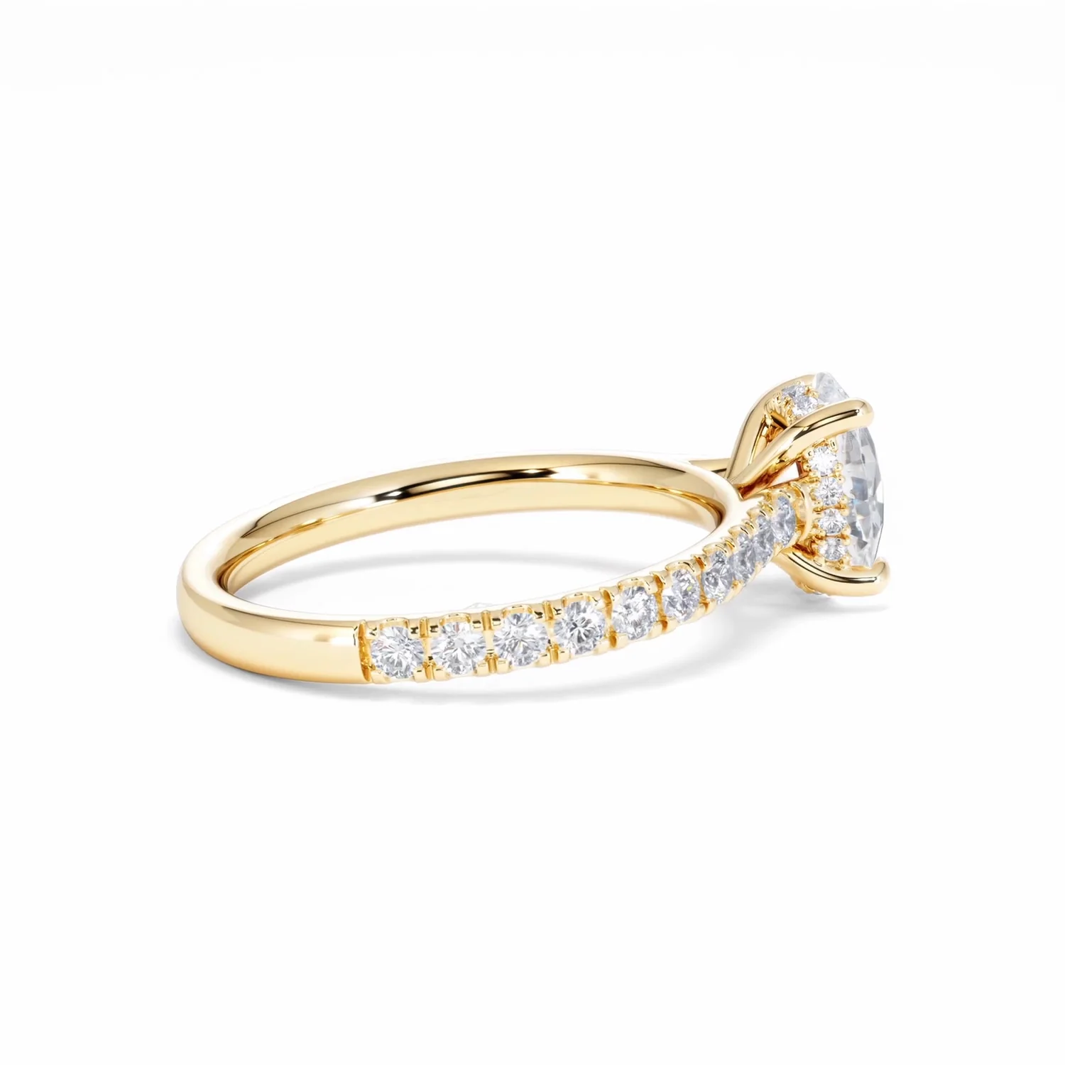 Amora Oval 1.00ct Hidden Halo Diamond Engagement Ring With Side Stones Set in 18K Gold - Image 34