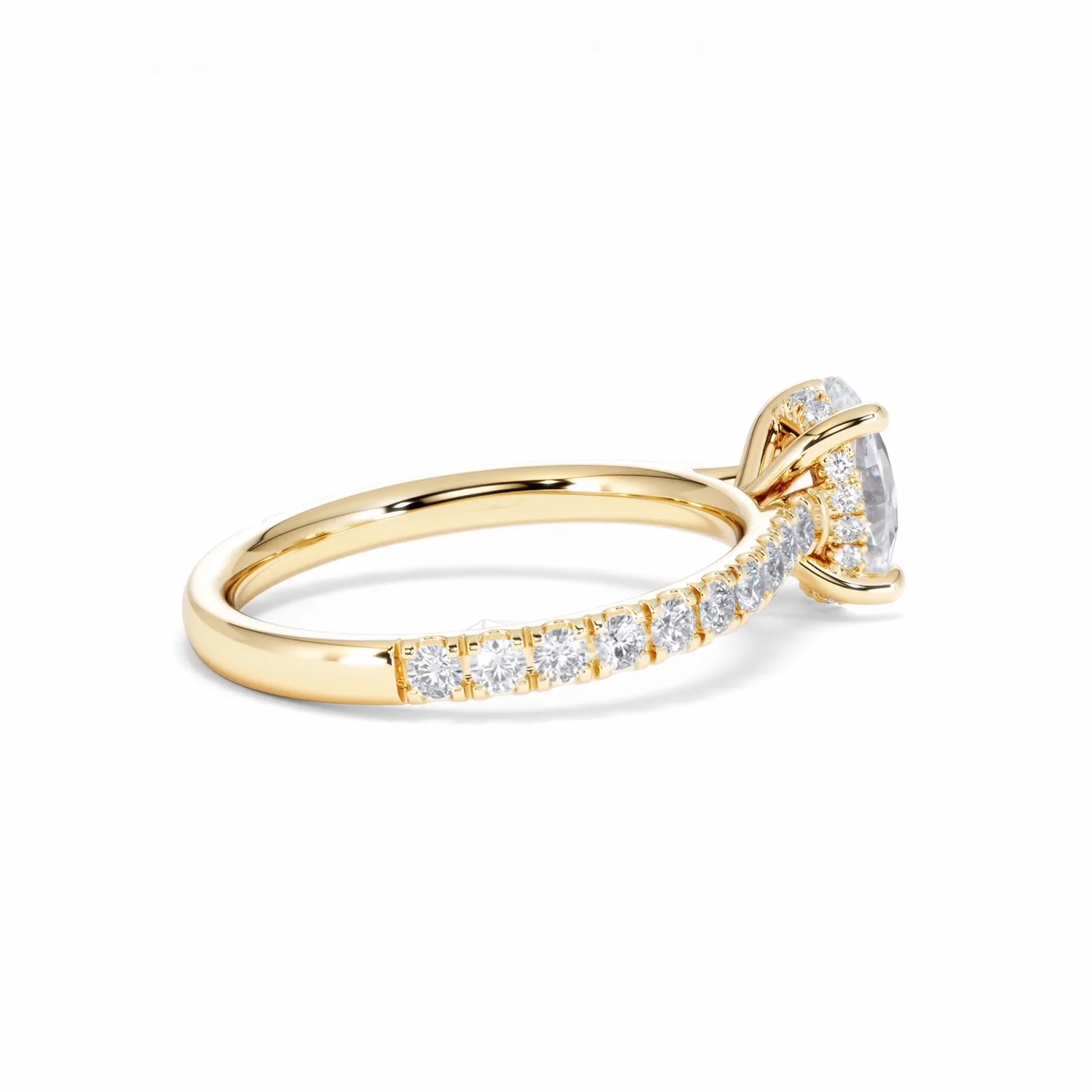 Amora Oval 1.00ct Hidden Halo Diamond Engagement Ring With Side Stones Set in 18K Gold - Image 35