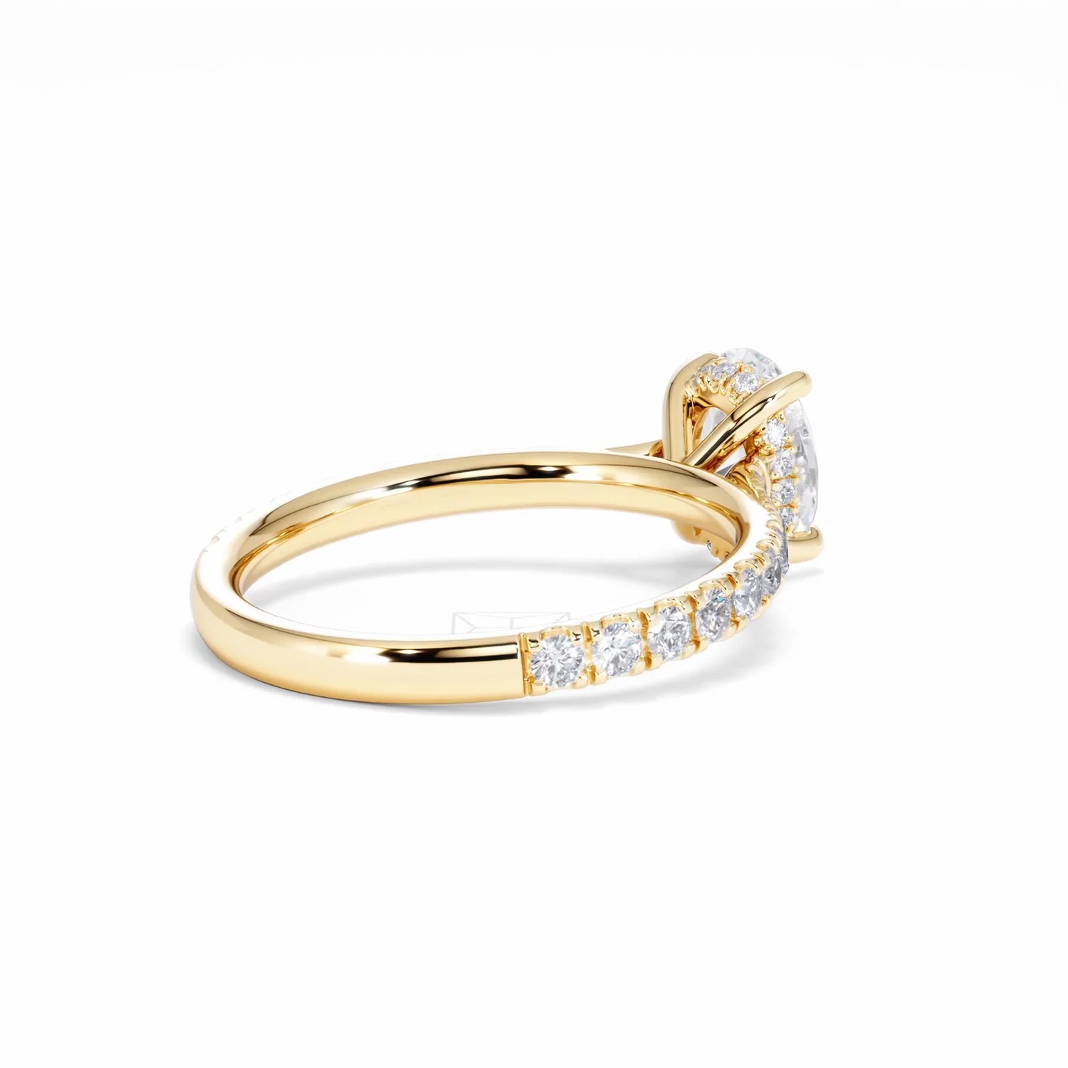 Amora Oval 1.00ct Hidden Halo Diamond Engagement Ring With Side Stones Set in 18K Gold - Image 40