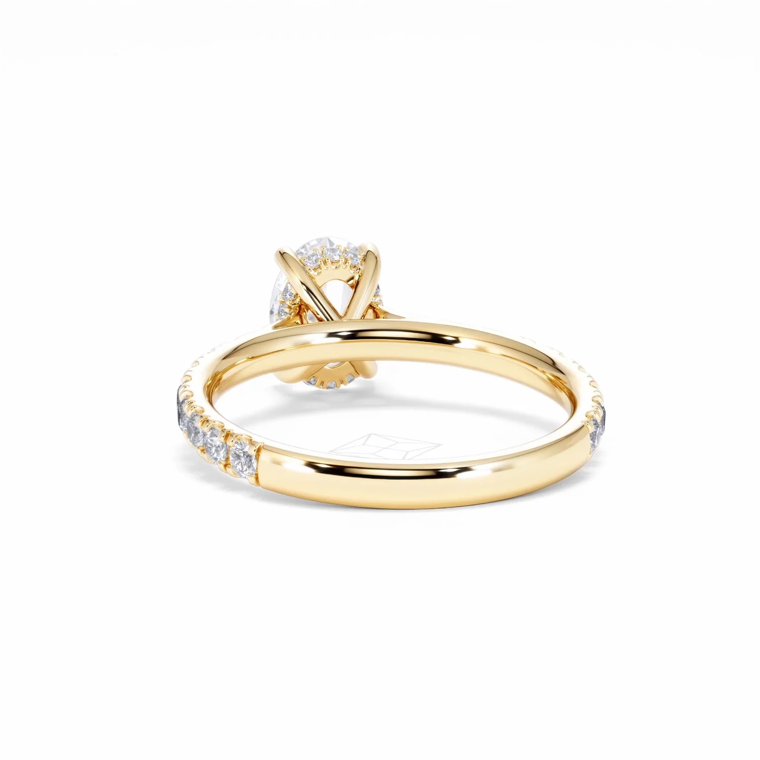 Amora Oval 1.00ct Hidden Halo Diamond Engagement Ring With Side Stones Set in 18K Gold - Image 53
