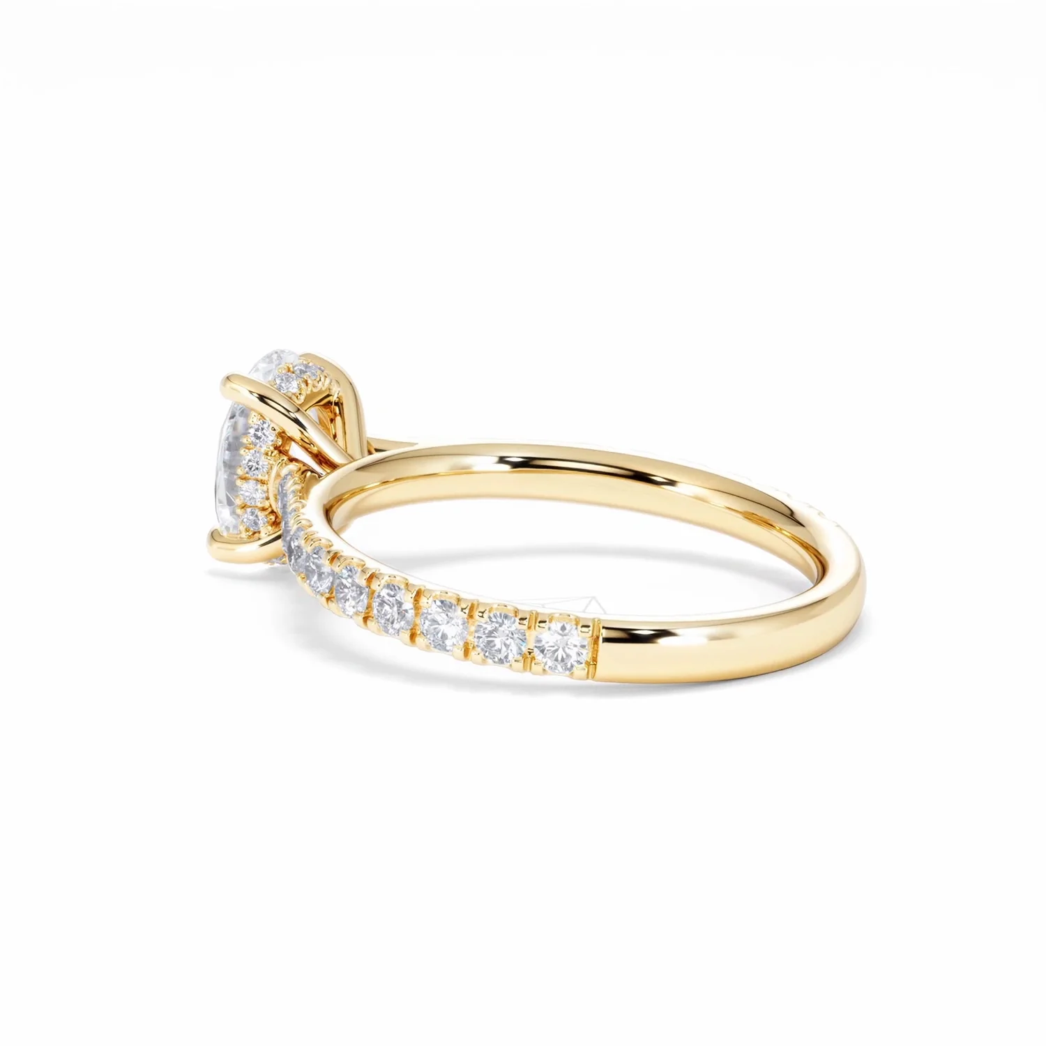Amora Oval 1.00ct Hidden Halo Diamond Engagement Ring With Side Stones Set in 18K Gold - Image 62