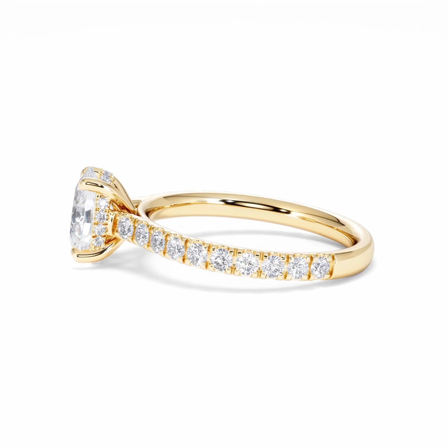 Amora Oval 1.00ct Hidden Halo Diamond Engagement Ring With Side Stones Set in 18K Gold - Image 70
