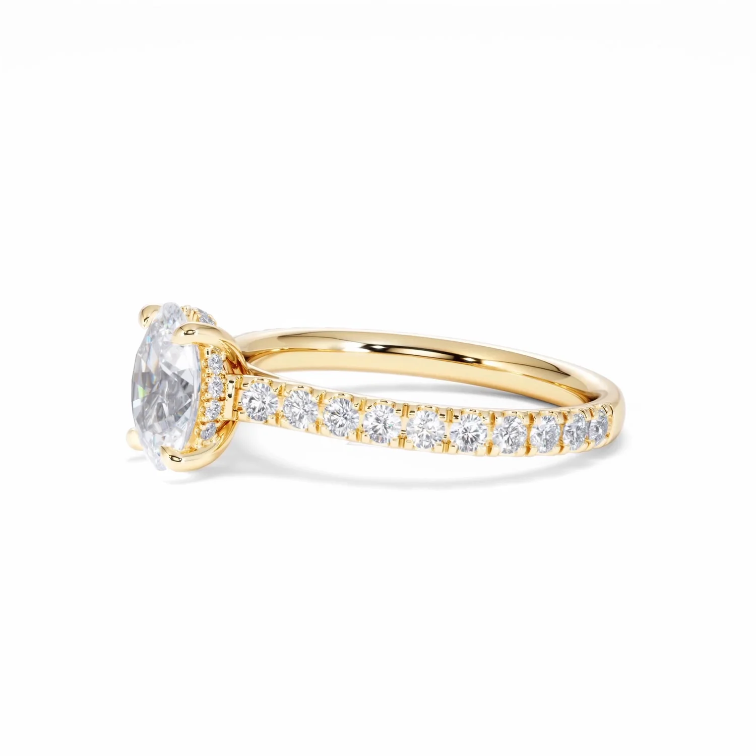 Amora Oval 1.00ct Hidden Halo Diamond Engagement Ring With Side Stones Set in 18K Gold - Image 76