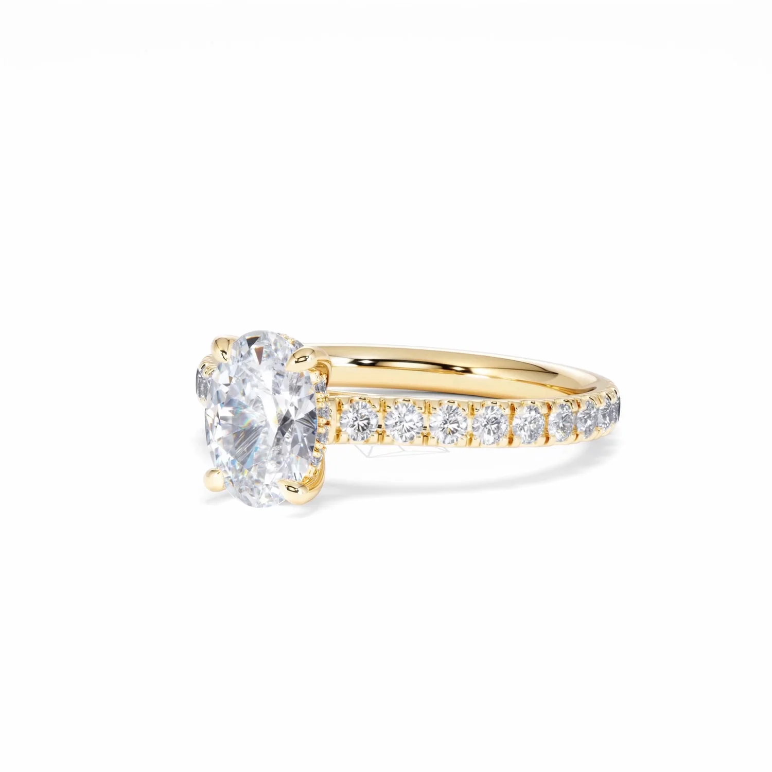 Amora Oval 1.00ct Hidden Halo Diamond Engagement Ring With Side Stones Set in 18K Gold - Image 83