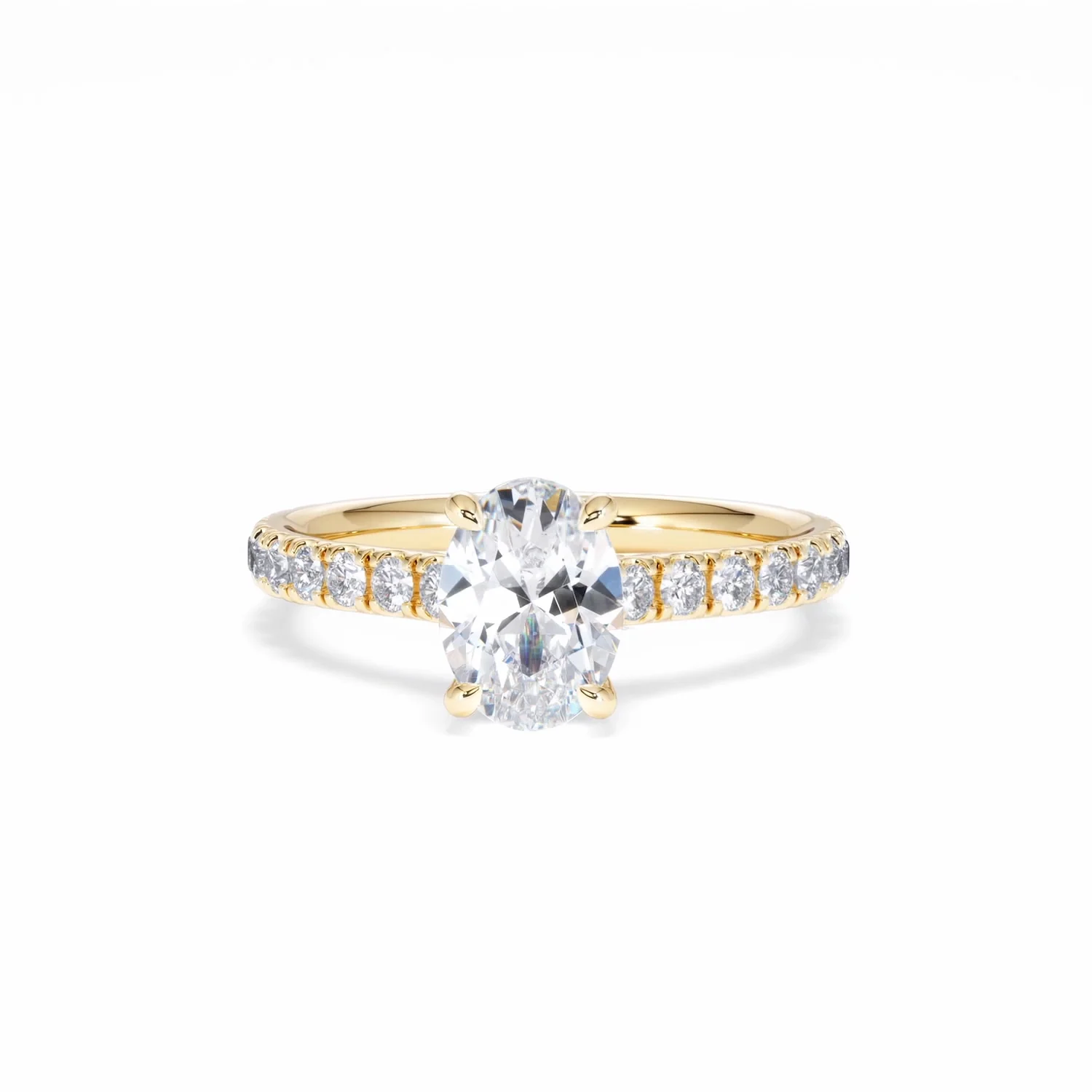 Amora Oval 1.00ct Hidden Halo Diamond Engagement Ring With Side Stones Set in 18K Gold - Image 89