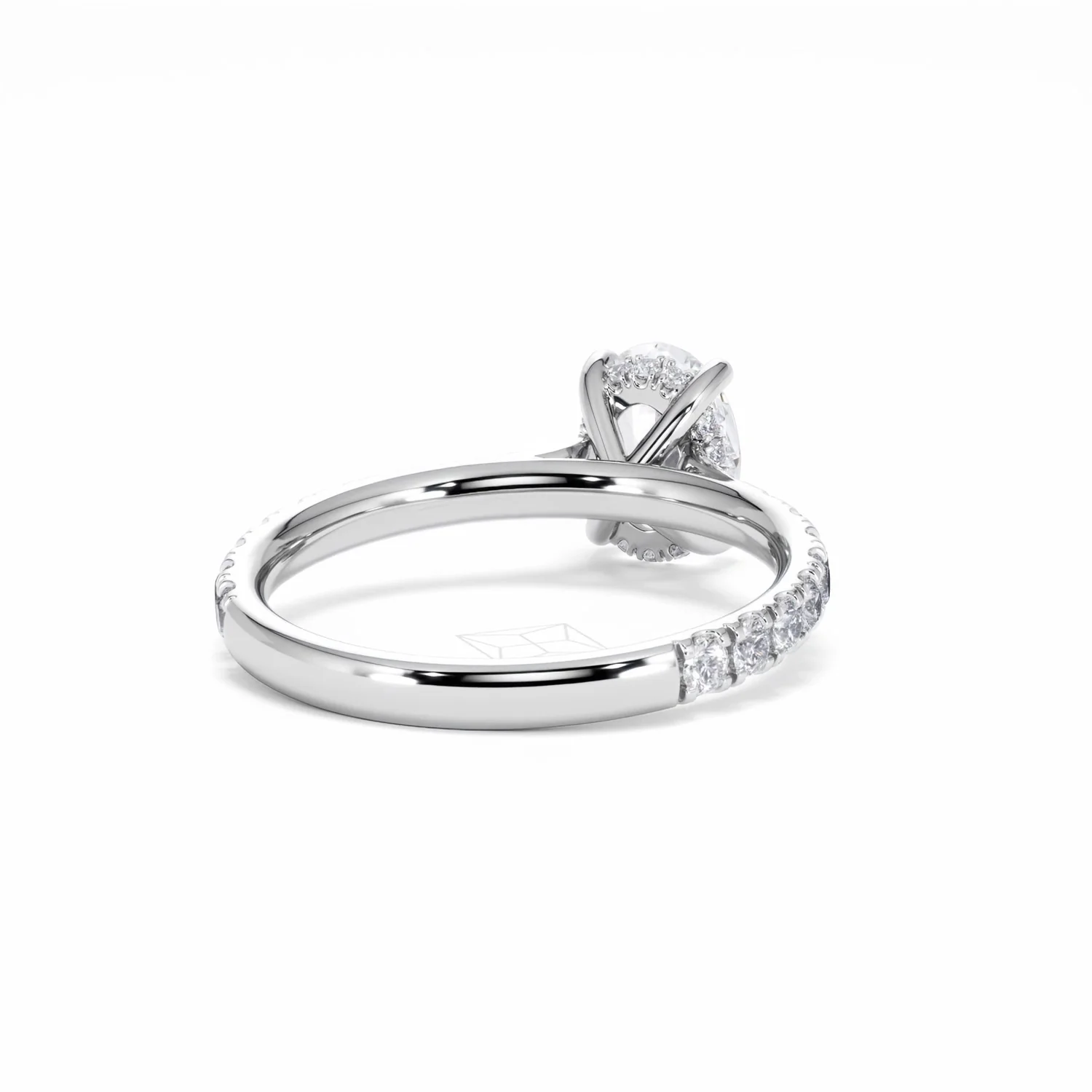 Amora Oval 1.00ct Hidden Halo Diamond Engagement Ring With Side Stones Set in 18K White Gold - Image 45