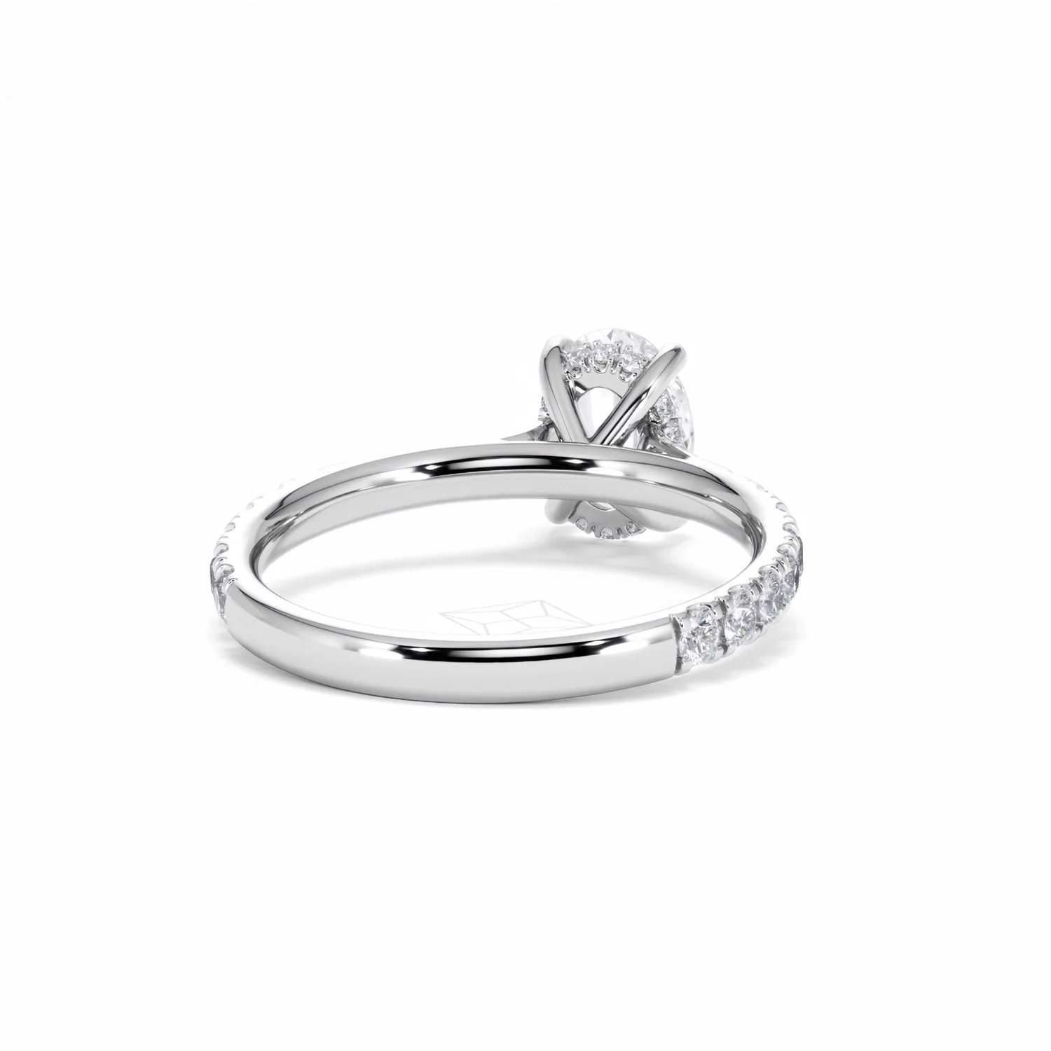 Amora Oval 1.00ct Hidden Halo Diamond Engagement Ring With Side Stones Set in 18K White Gold - Image 46