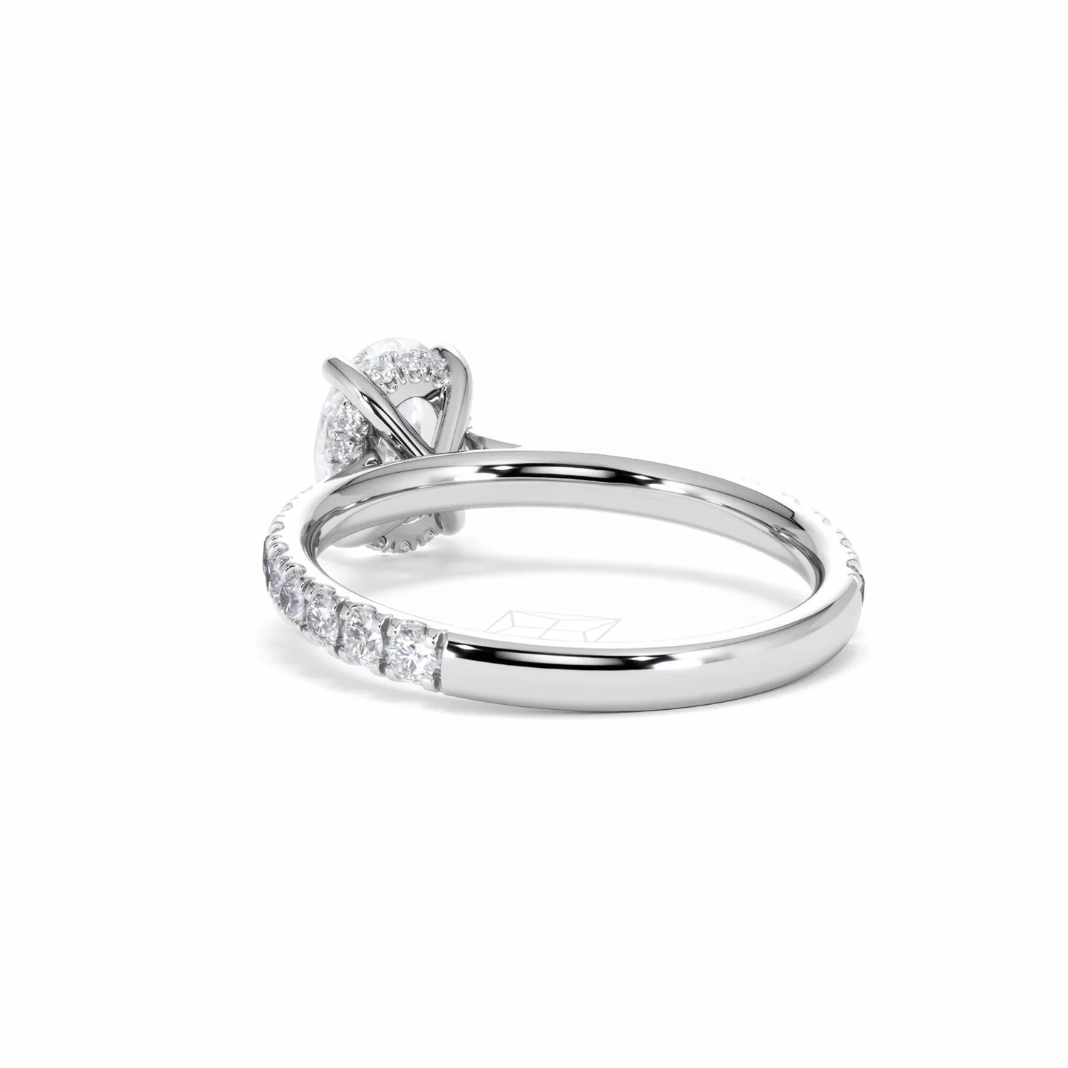 Amora Oval 1.00ct Hidden Halo Diamond Engagement Ring With Side Stones Set in 18K White Gold - Image 56