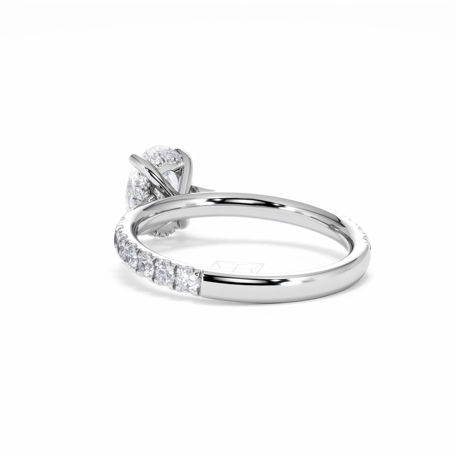 Amora Oval 1.00ct Hidden Halo Diamond Engagement Ring With Side Stones Set in 18K White Gold - Image 57