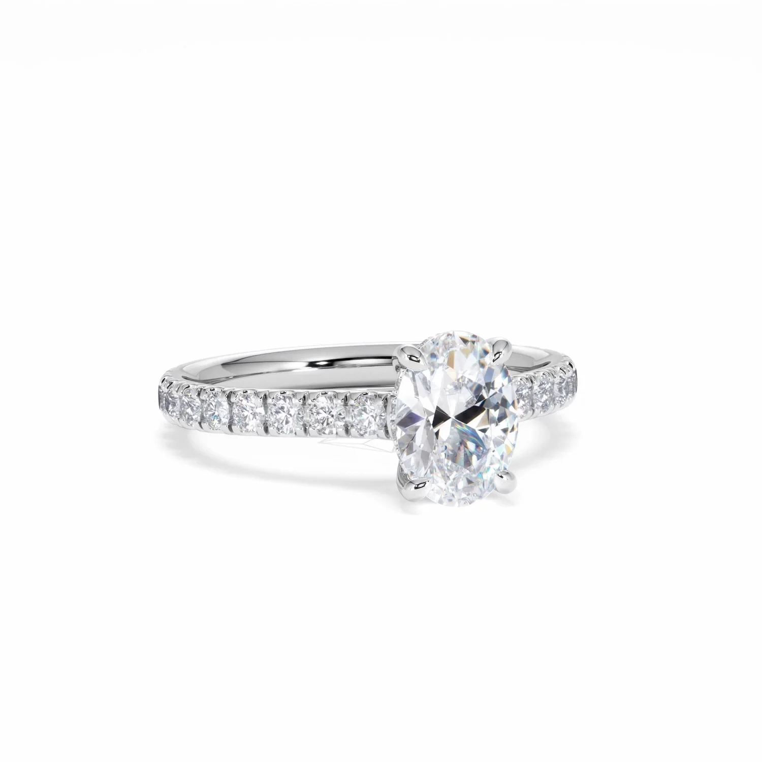 Amora Oval 1.00ct Hidden Halo Diamond Engagement Ring With Side Stones Set in Platinum - Image 14