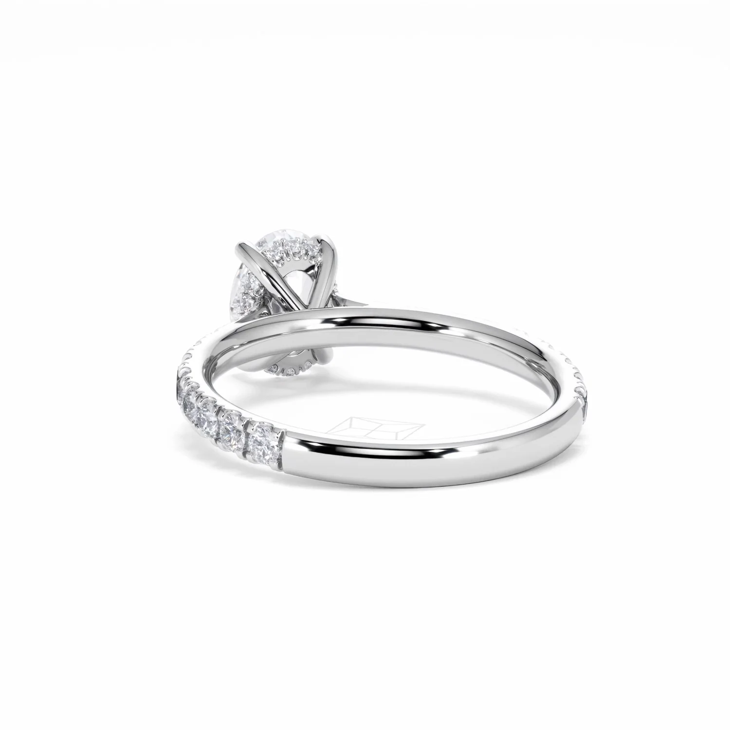Amora Oval 1.00ct Hidden Halo Diamond Engagement Ring With Side Stones Set in Platinum - Image 55