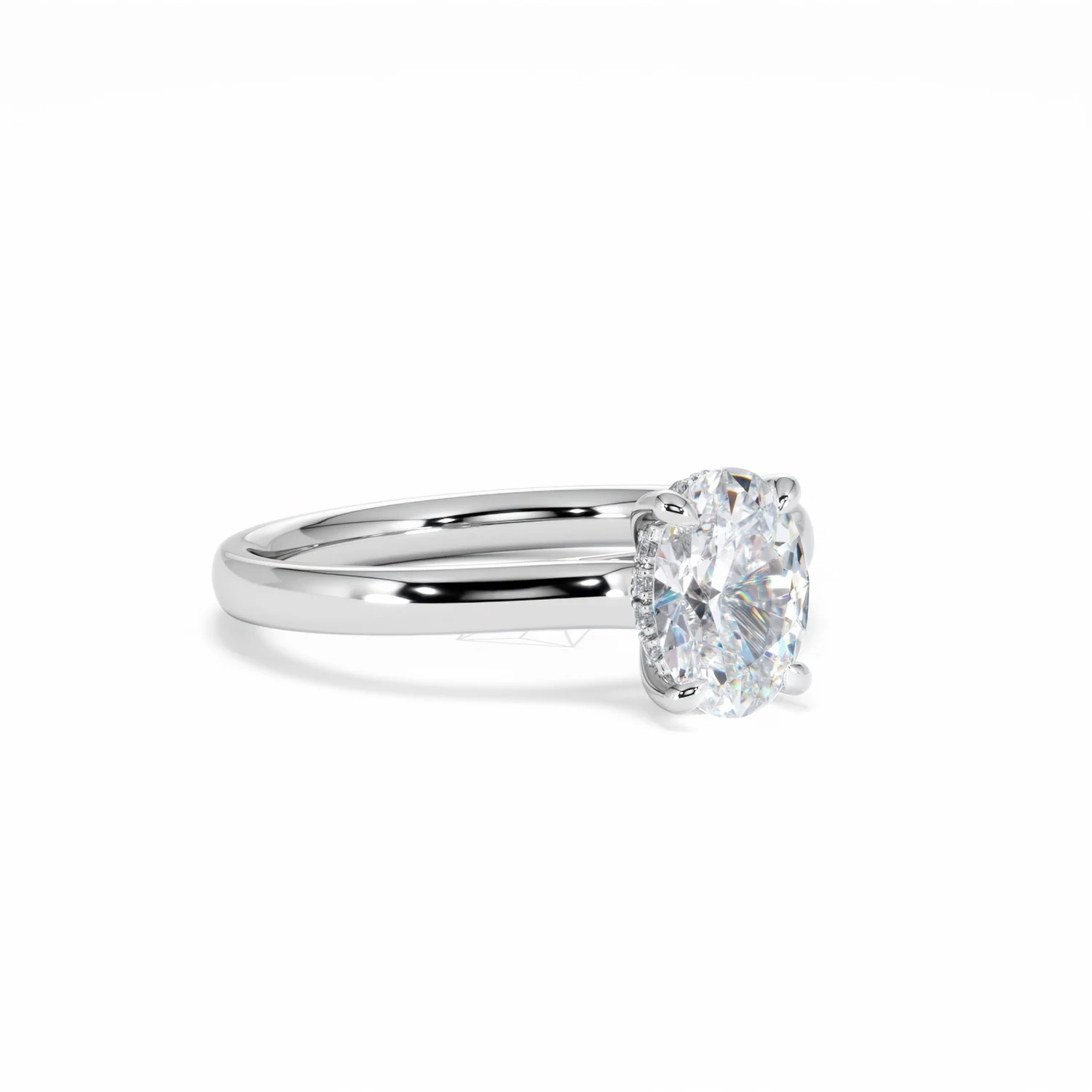 Amora Oval 1.00ct Hidden Halo Lab Diamond Engagement Ring F/VS1 Set in 18K White Gold - Image 17