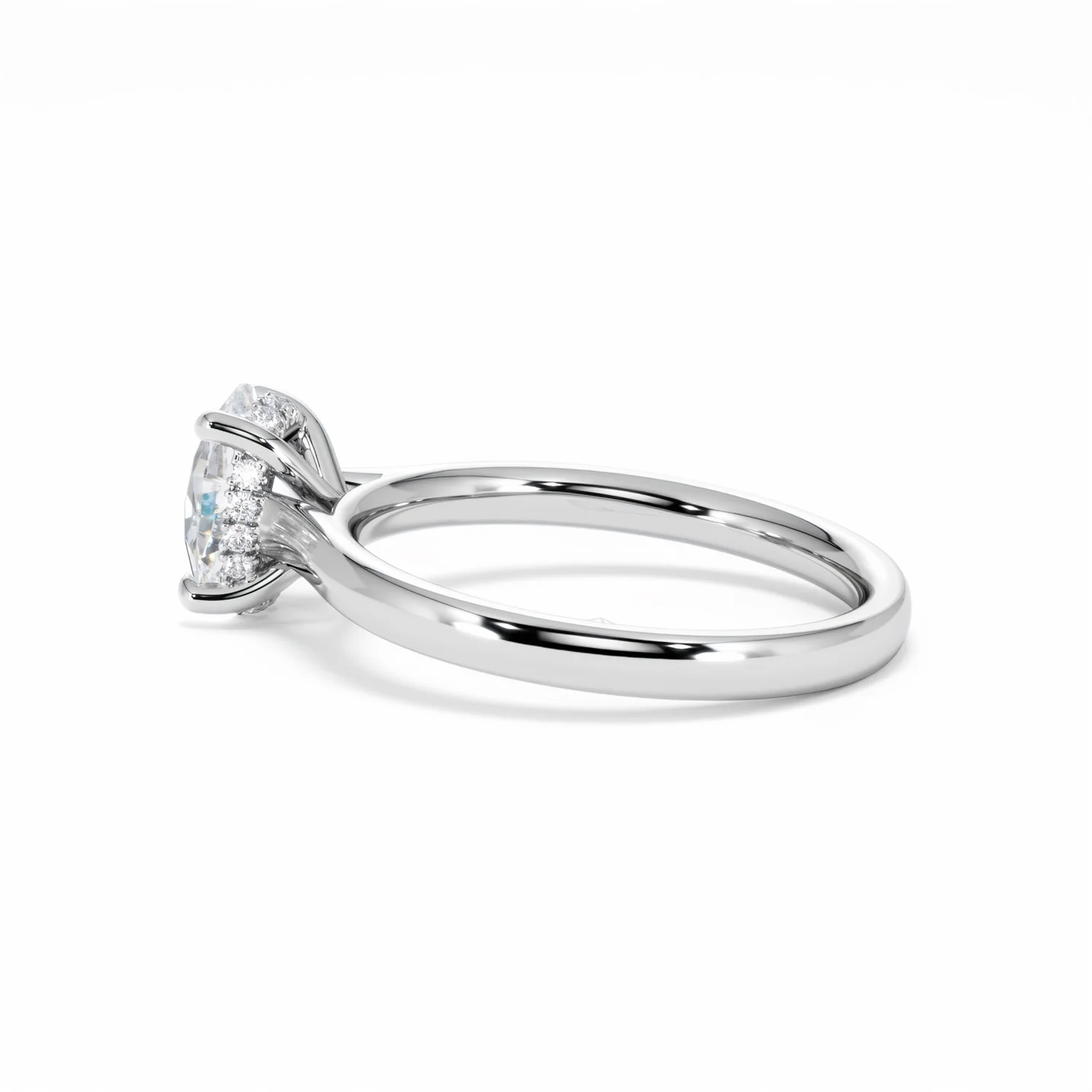 Amora Oval 1.00ct Hidden Halo Lab Diamond Engagement Ring F/VS1 Set in 18K White Gold - Image 66