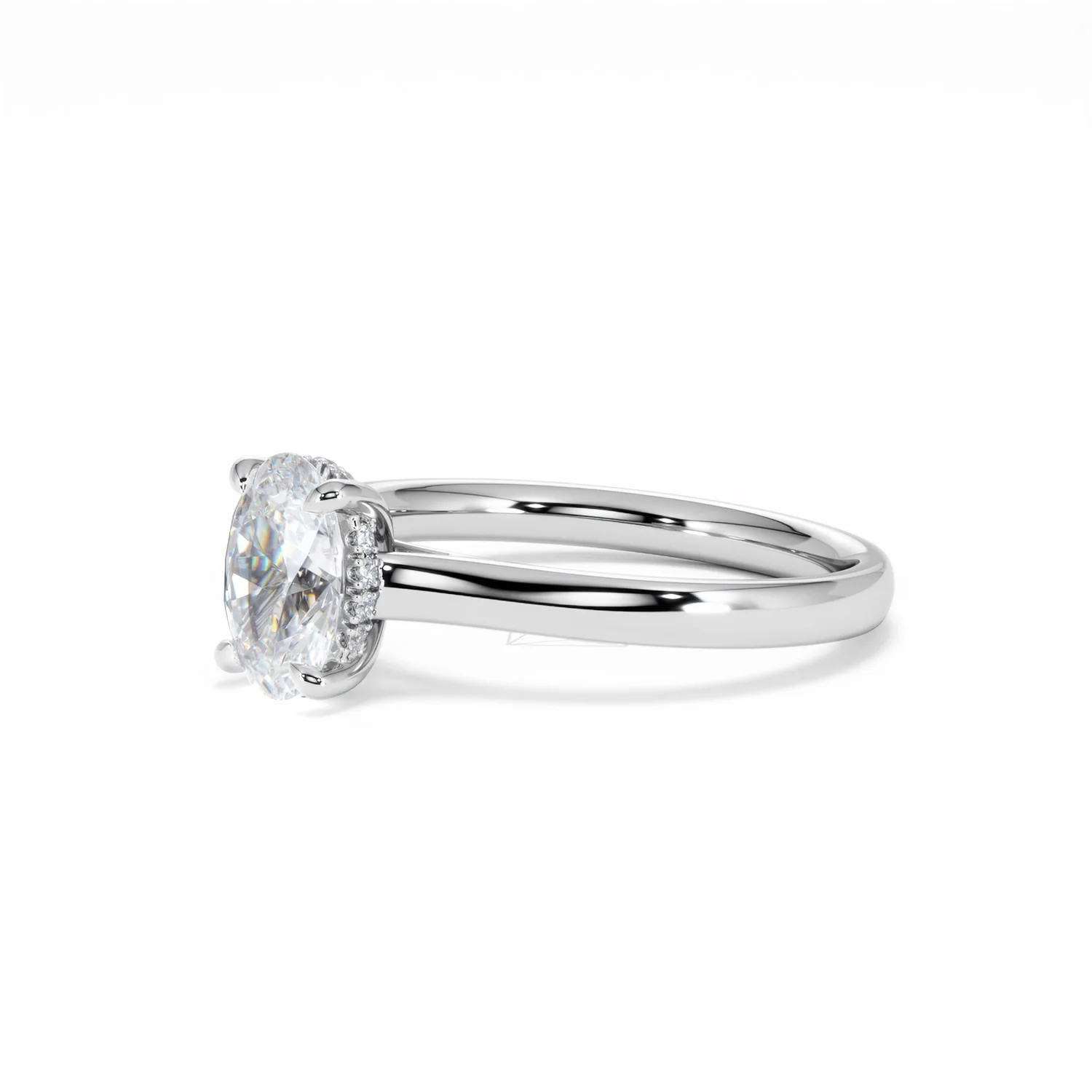 Amora Oval 1.00ct Hidden Halo Lab Diamond Engagement Ring F/VS1 Set in Platinum - Image 79